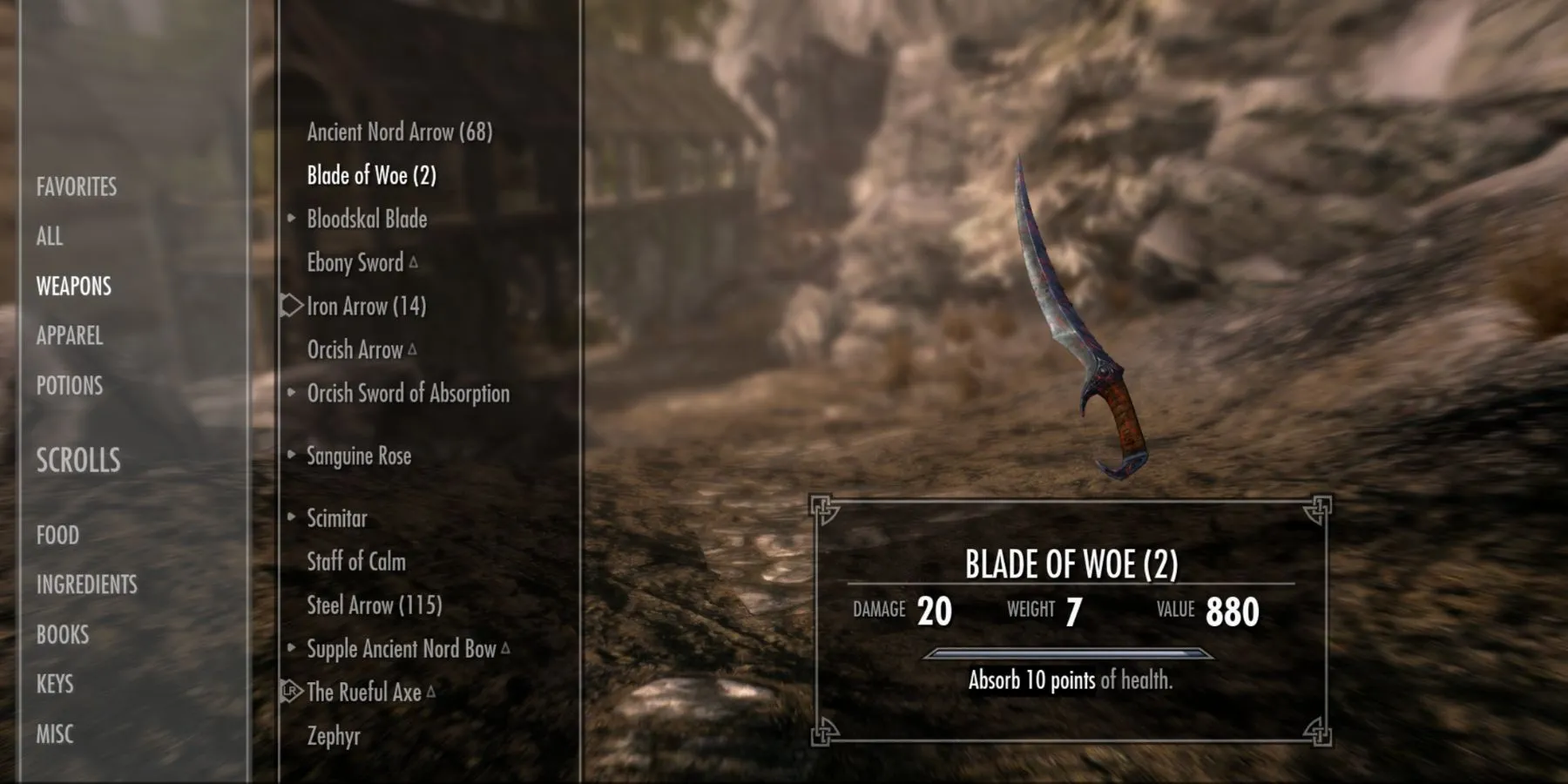 Blade Of Woe in Skyrim