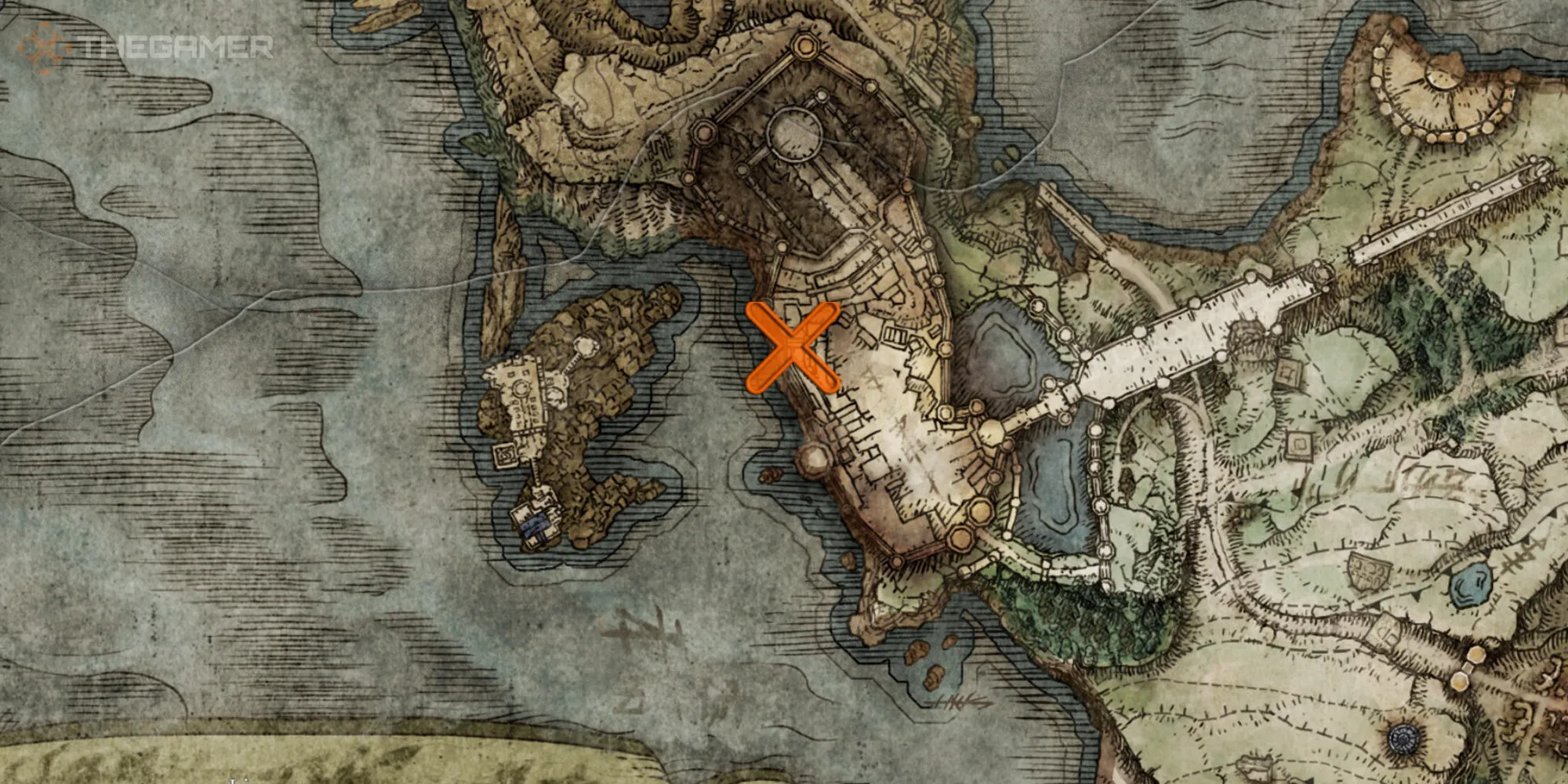 Карта, показывающая местоположение магии Зов Ненависти в Elden Ring