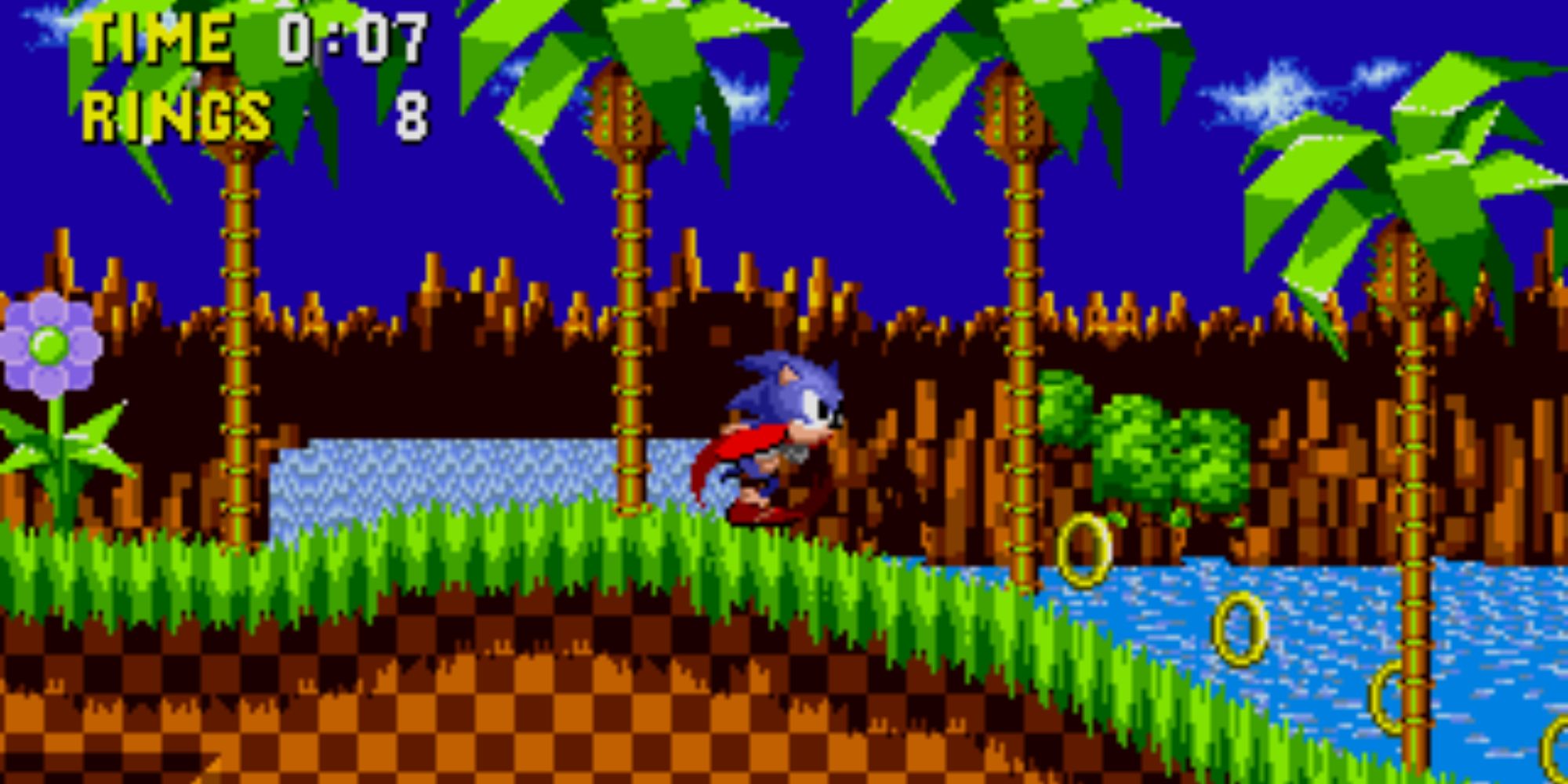 Sonic che corre nella Green Hill Zone