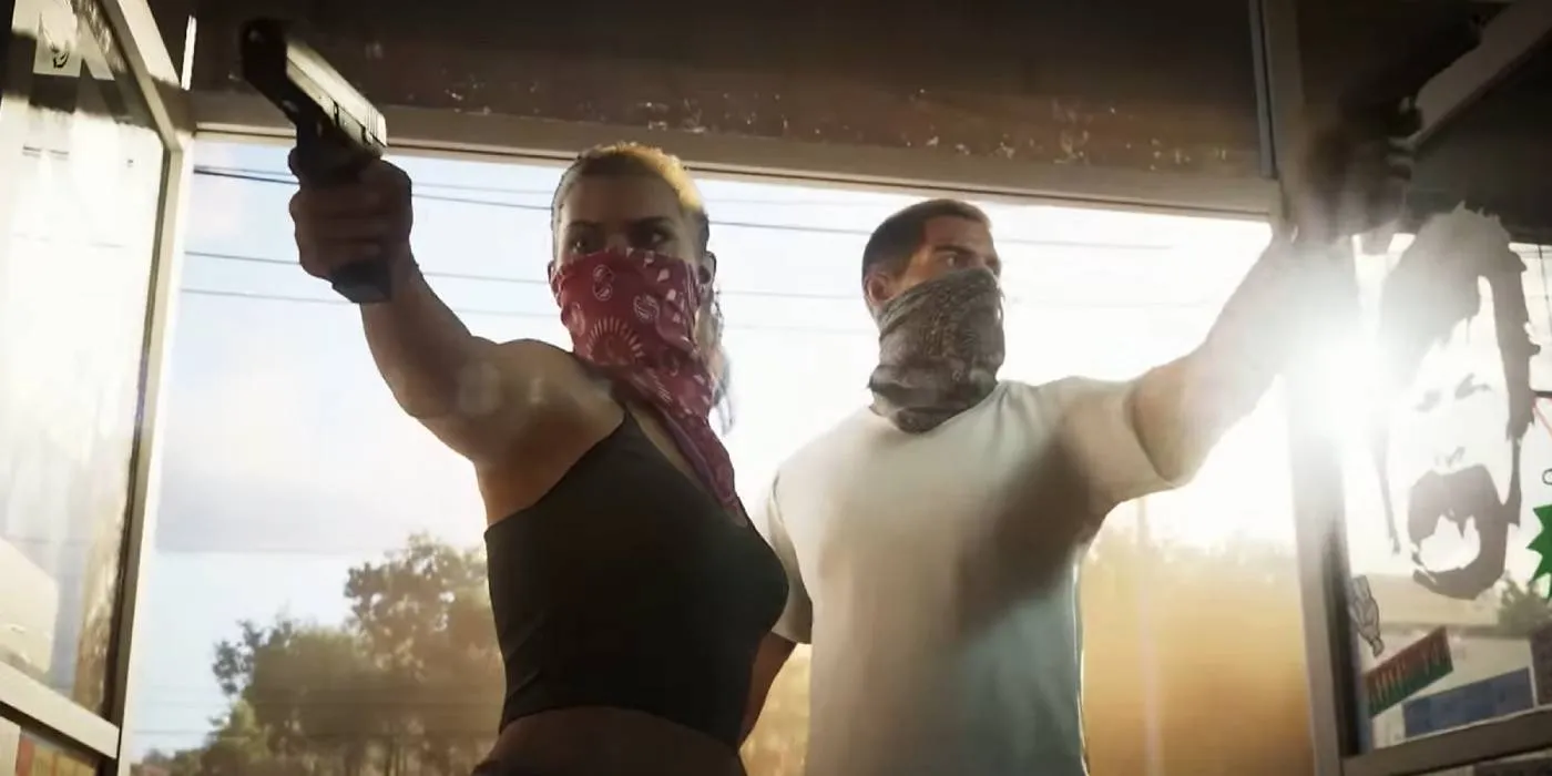 Grand Theft Auto 6のトレーラーで店を襲うLuciaと彼女のパートナー