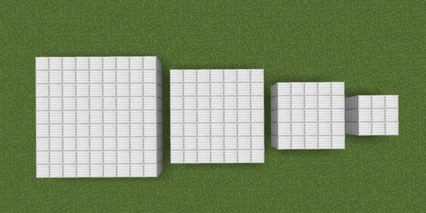 Размер каждого слоя маяка Minecraft