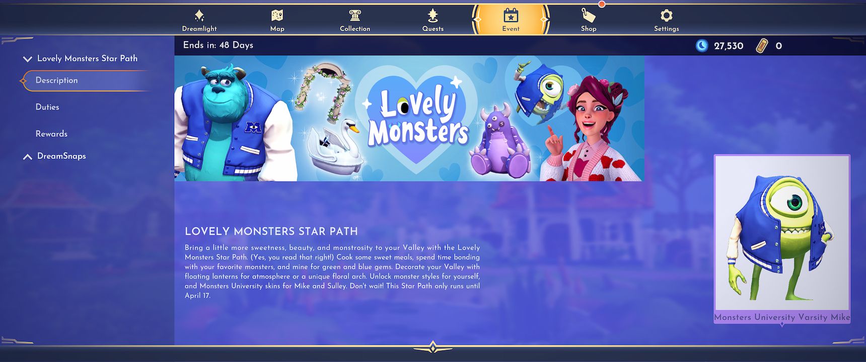 Lovely Monsters Star Path in Disney Dreamlight Valley