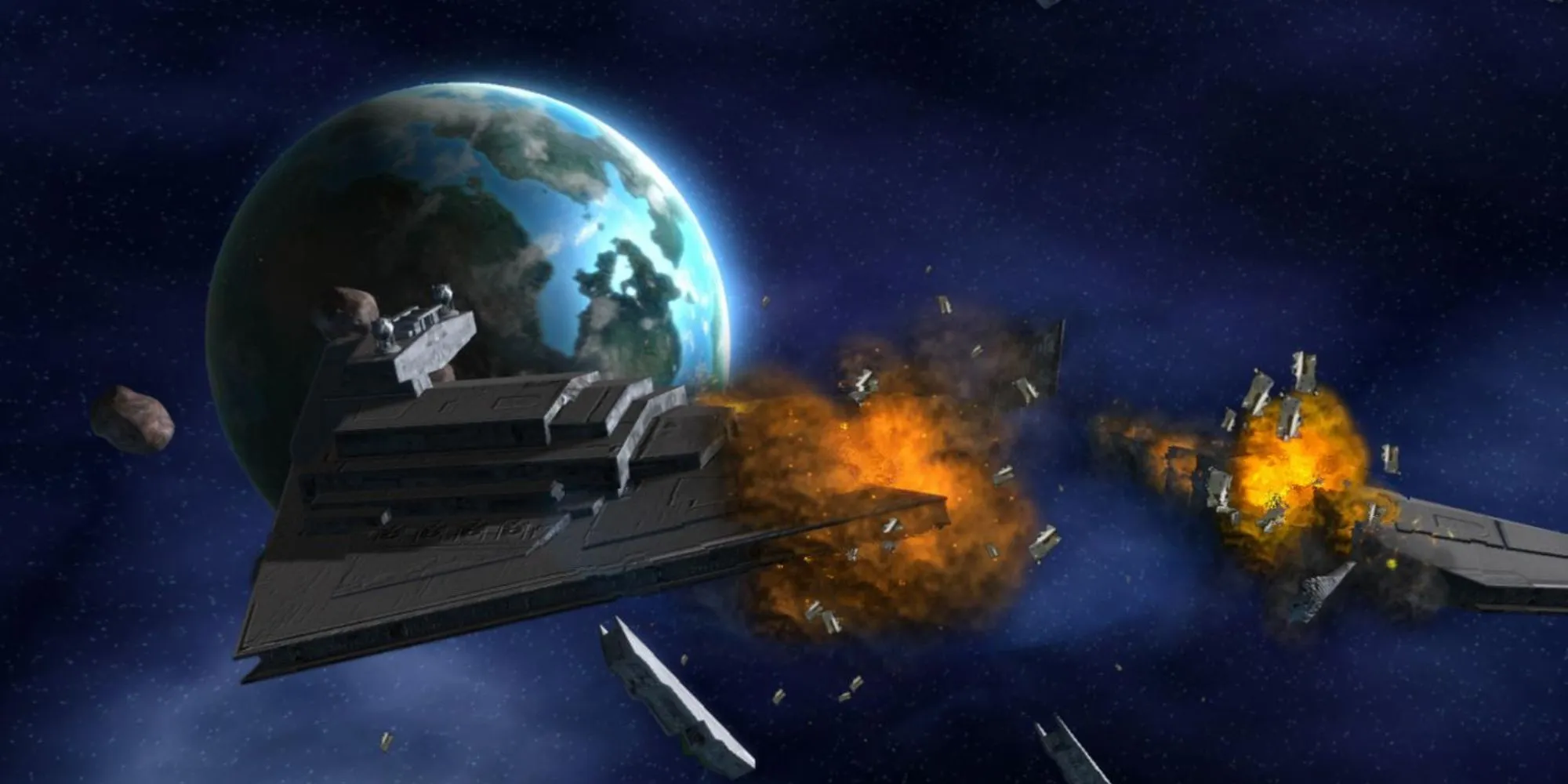 Un vaisseau explosant dans Star Wars: Empire at War