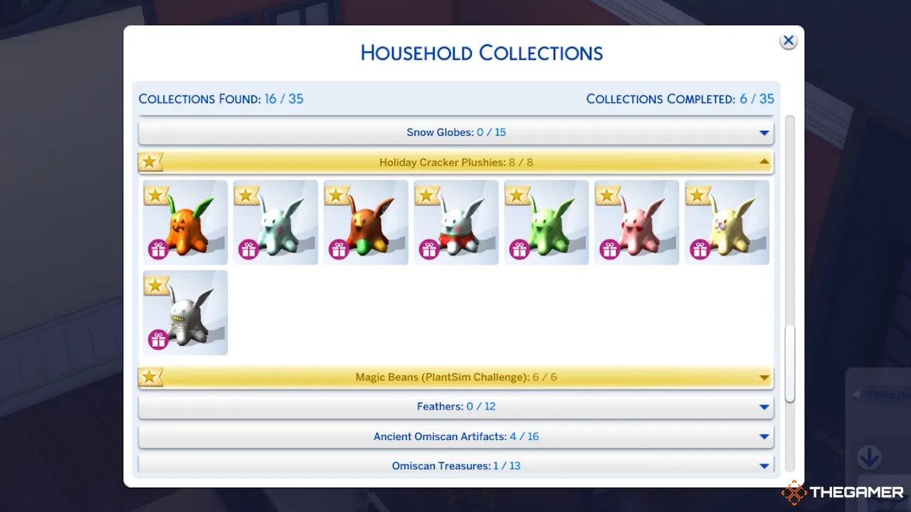 Todos los peluches de los Holiday Cracker en la colección The Sims 4