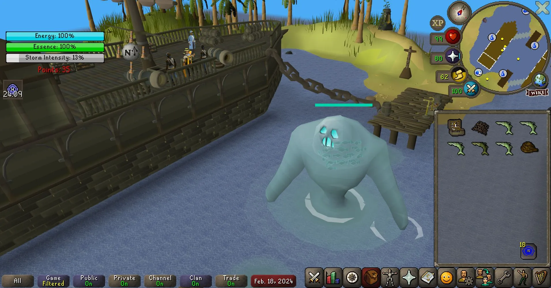 Osrs - A player standing on a boat used to fight Tempoross.