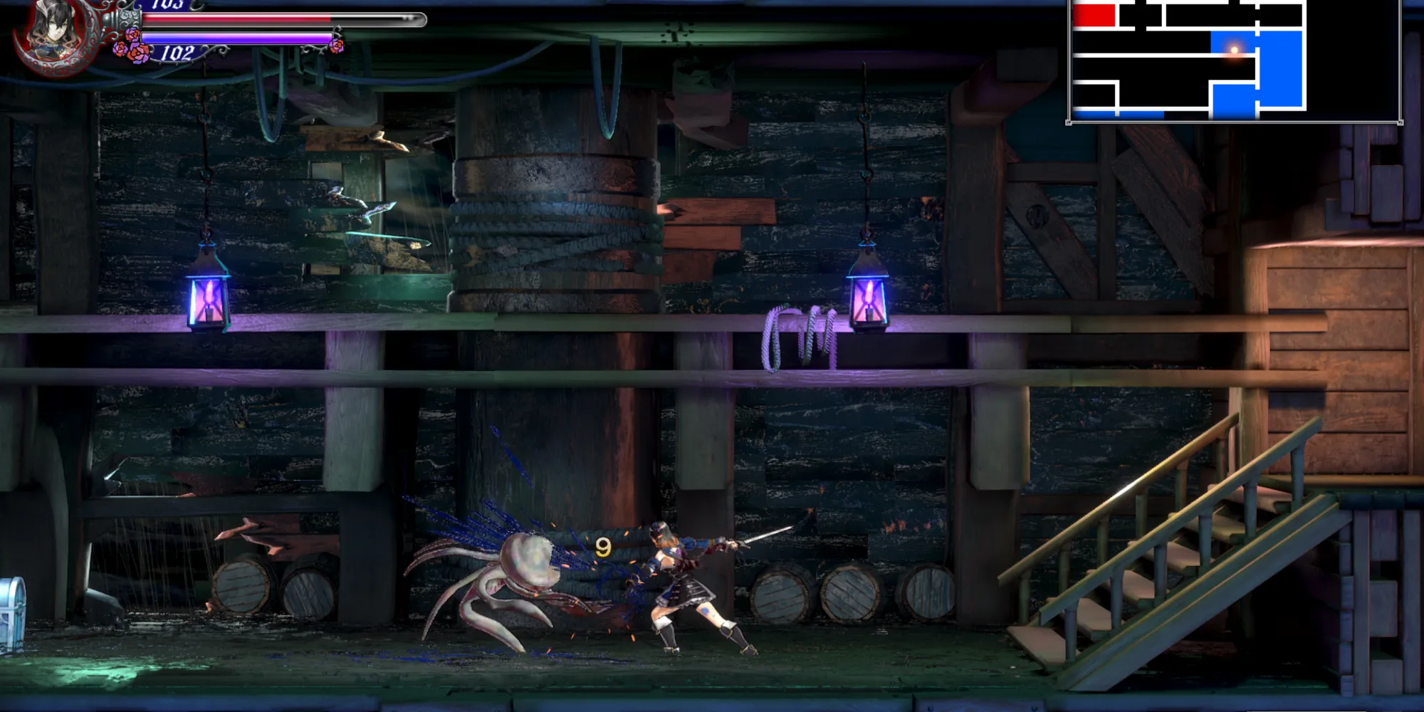 Combattere nemici in Bloodstained Ritual Of The Night