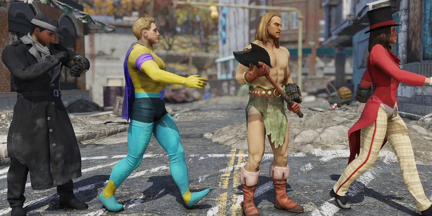Jugadores de Fallout 76 con trajes extravagantes
