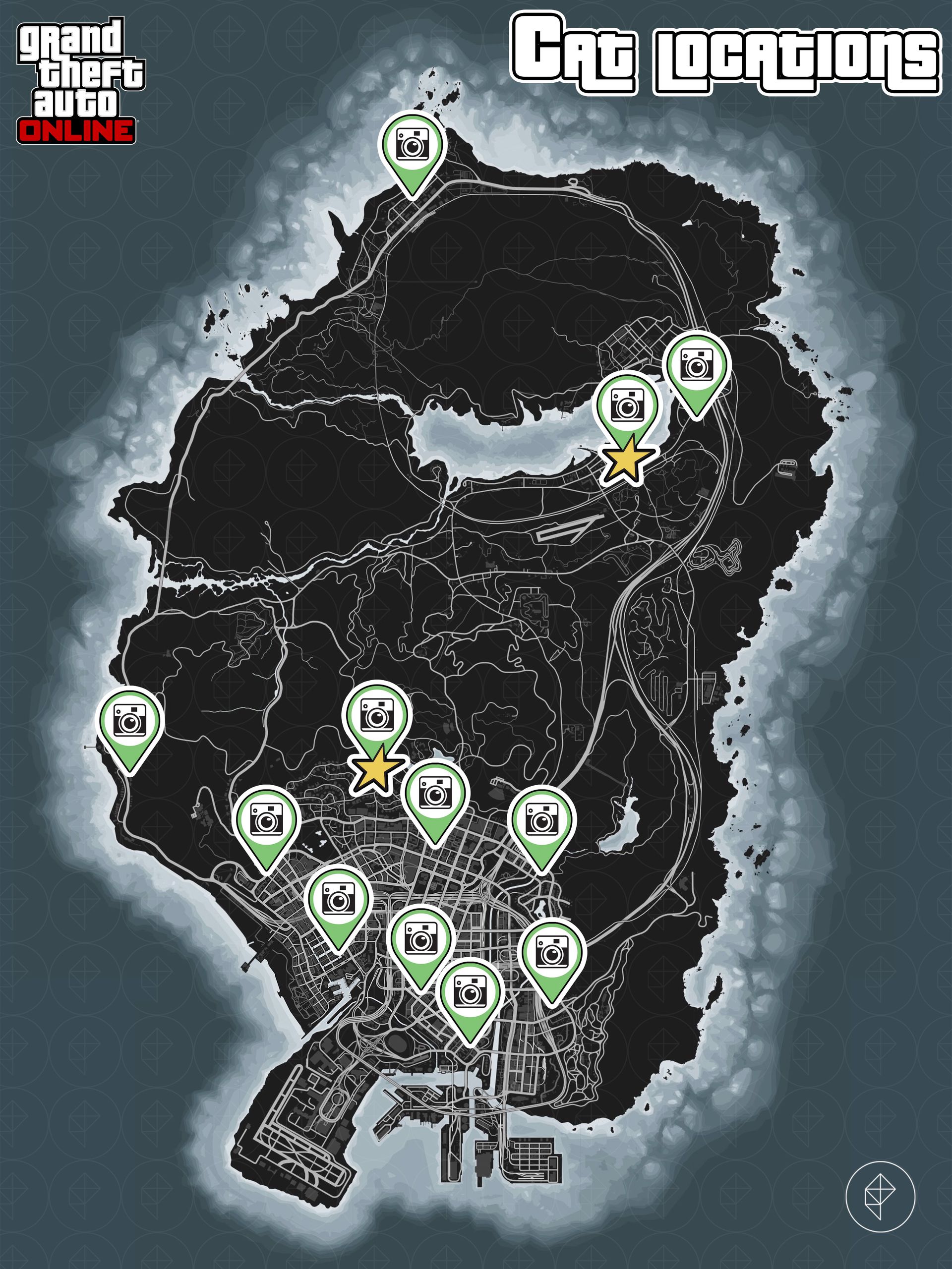 GTA Online ネコの位置を示す地図