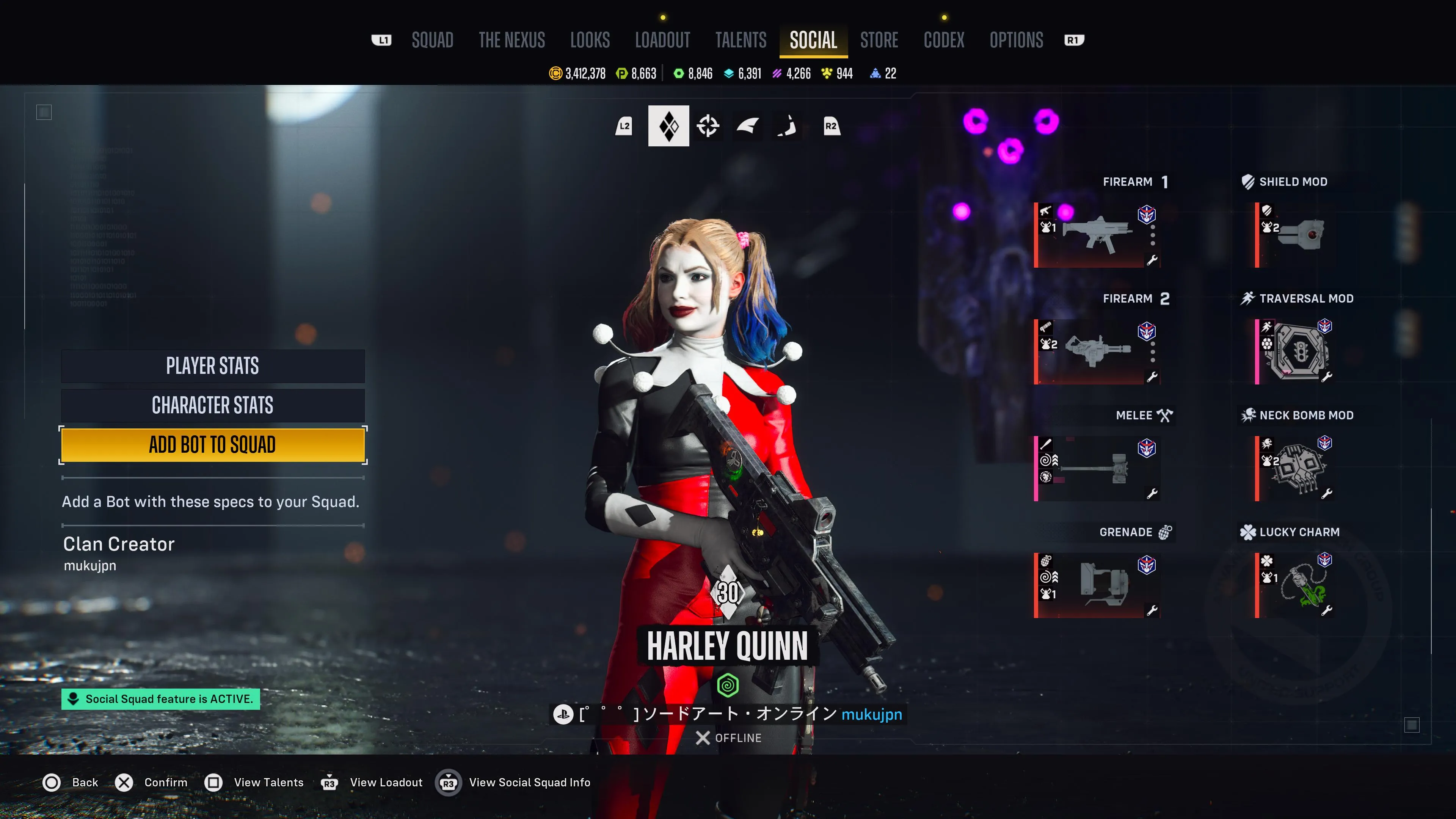 A high-level Harley Quinn bot in Suicide Squad: Kill the Justice League