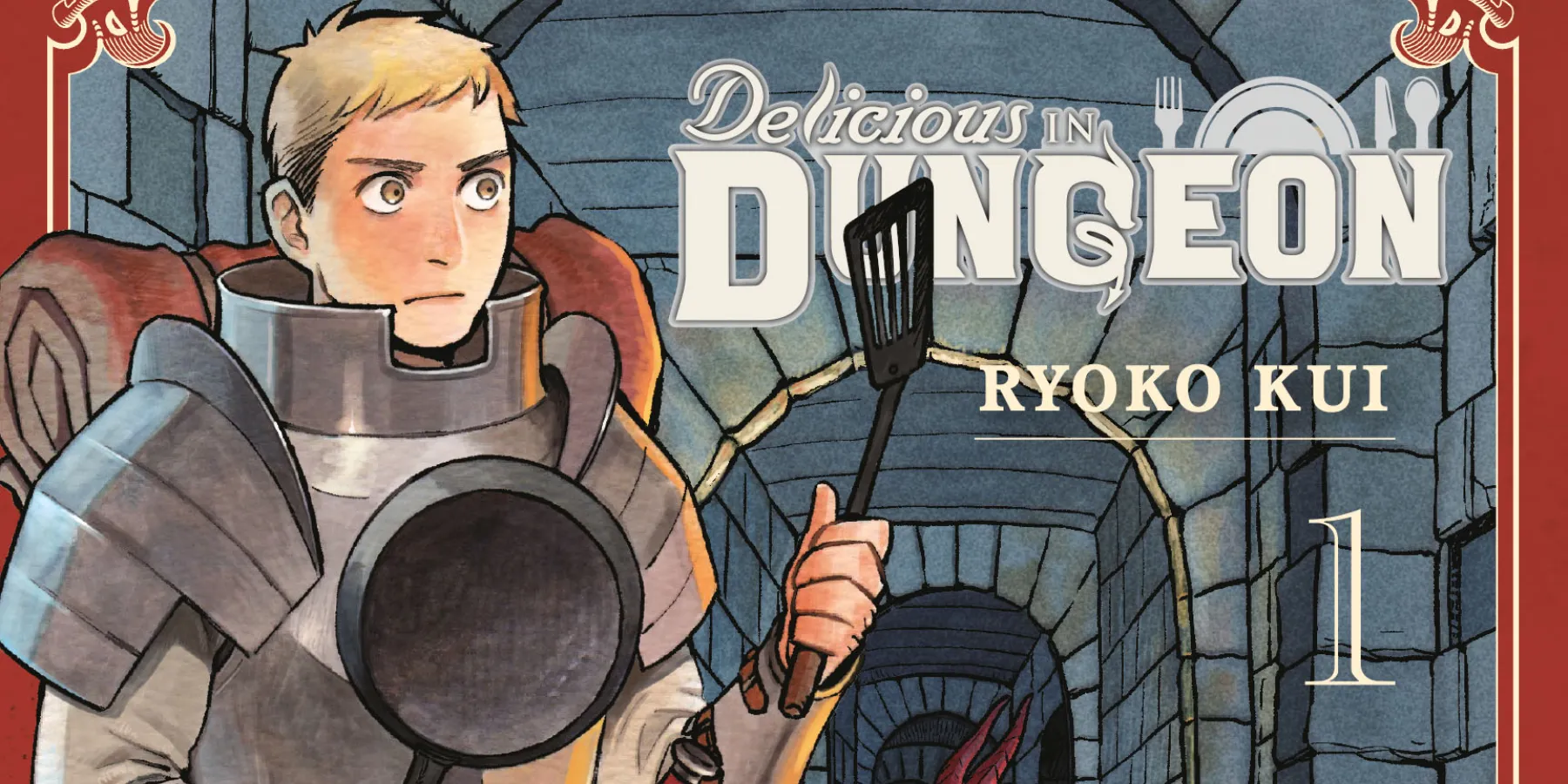 Laios en la portada del manga Delicious in Dungeon