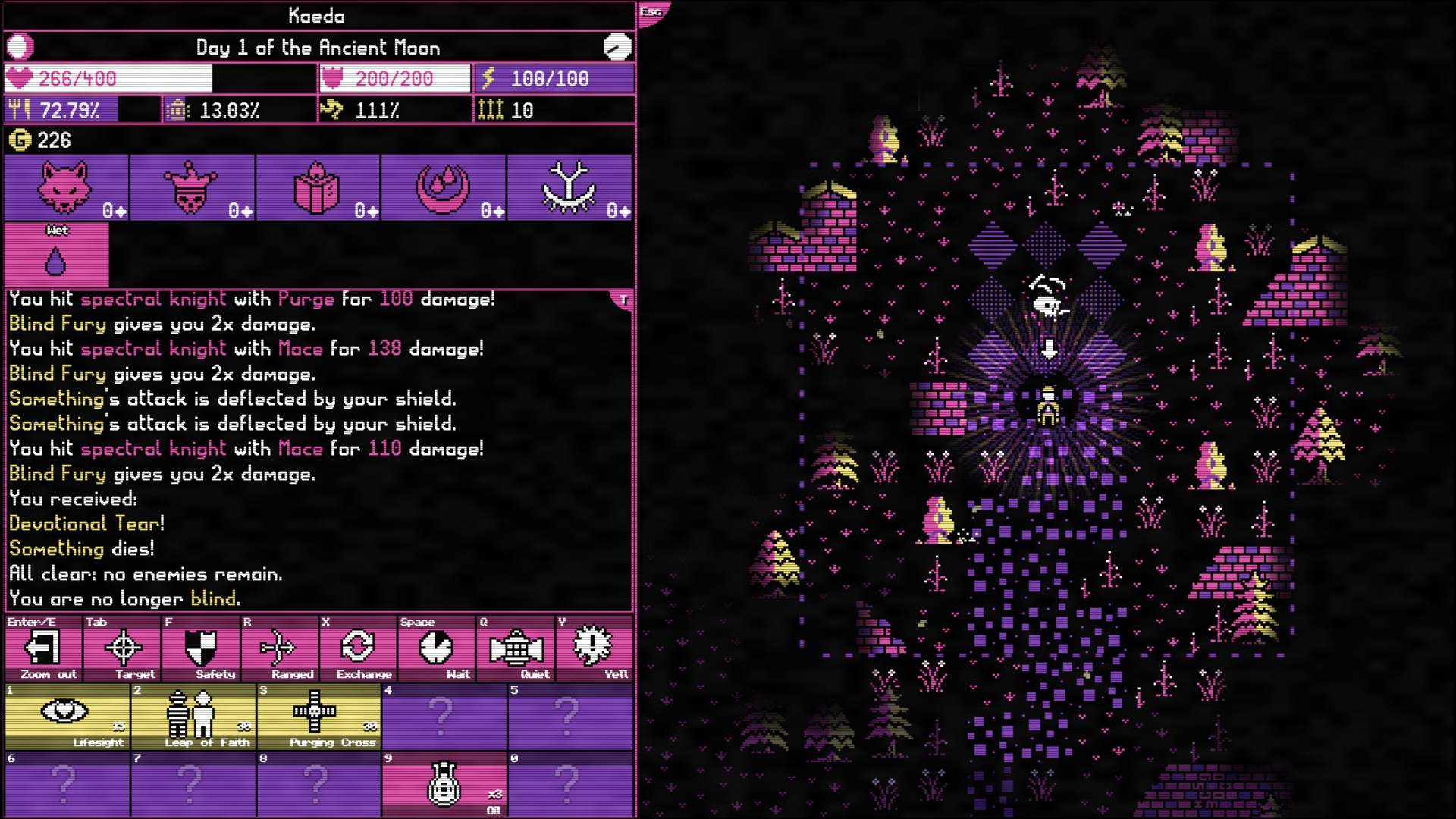 Скриншот игры Moonring, показывающий древние руины.