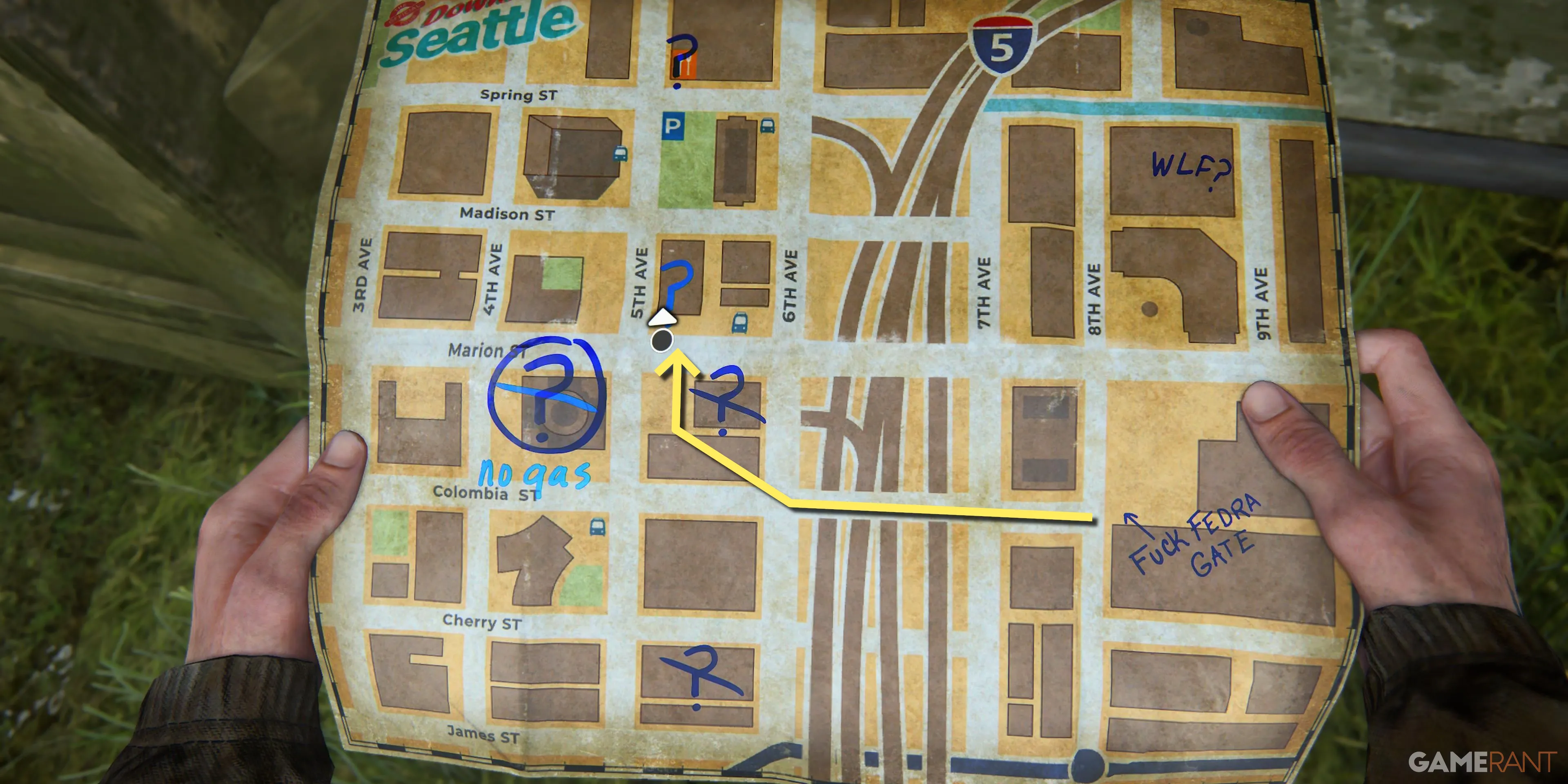 Mapa a la tienda de música Valiant en Downtown en The Last of Us™ Part II