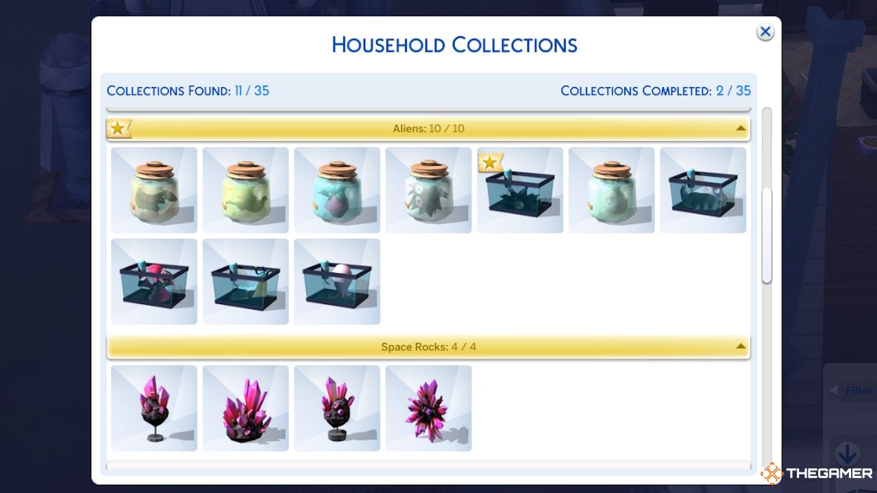 Las colecciones domésticas de rocas espaciales y alienígenas en Los Sims 4