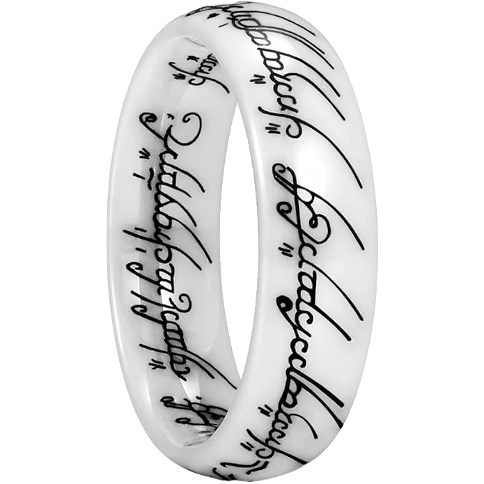 Белое керамическое кольцо Властелина колец