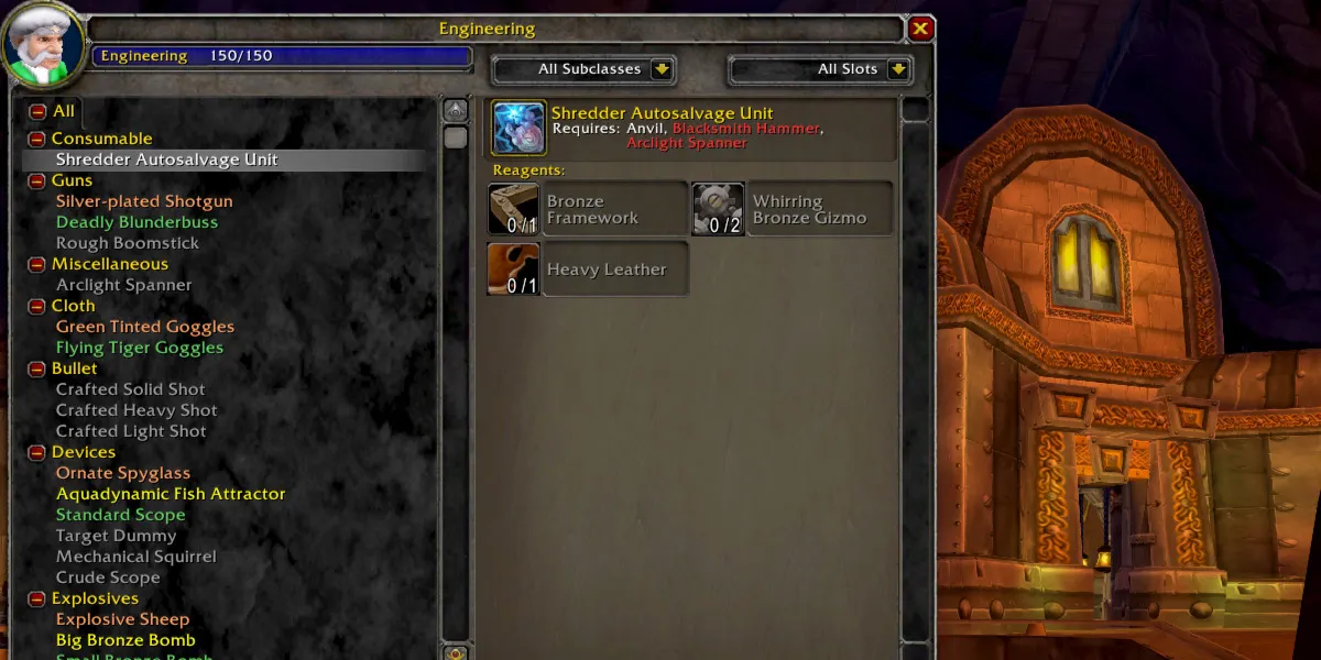 World of Warcraft Saison de la Découverte Meilleures professions pour la SoD Minage Ingénierie Destructeur