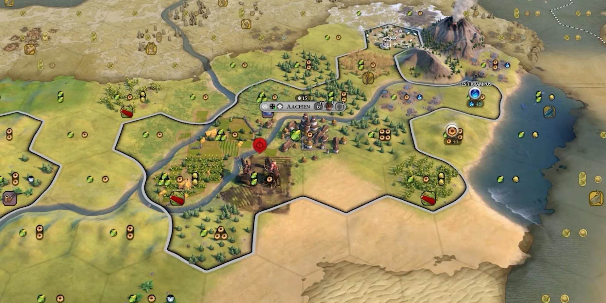 The German city Aachen being raided by barbarians in Civilization 6