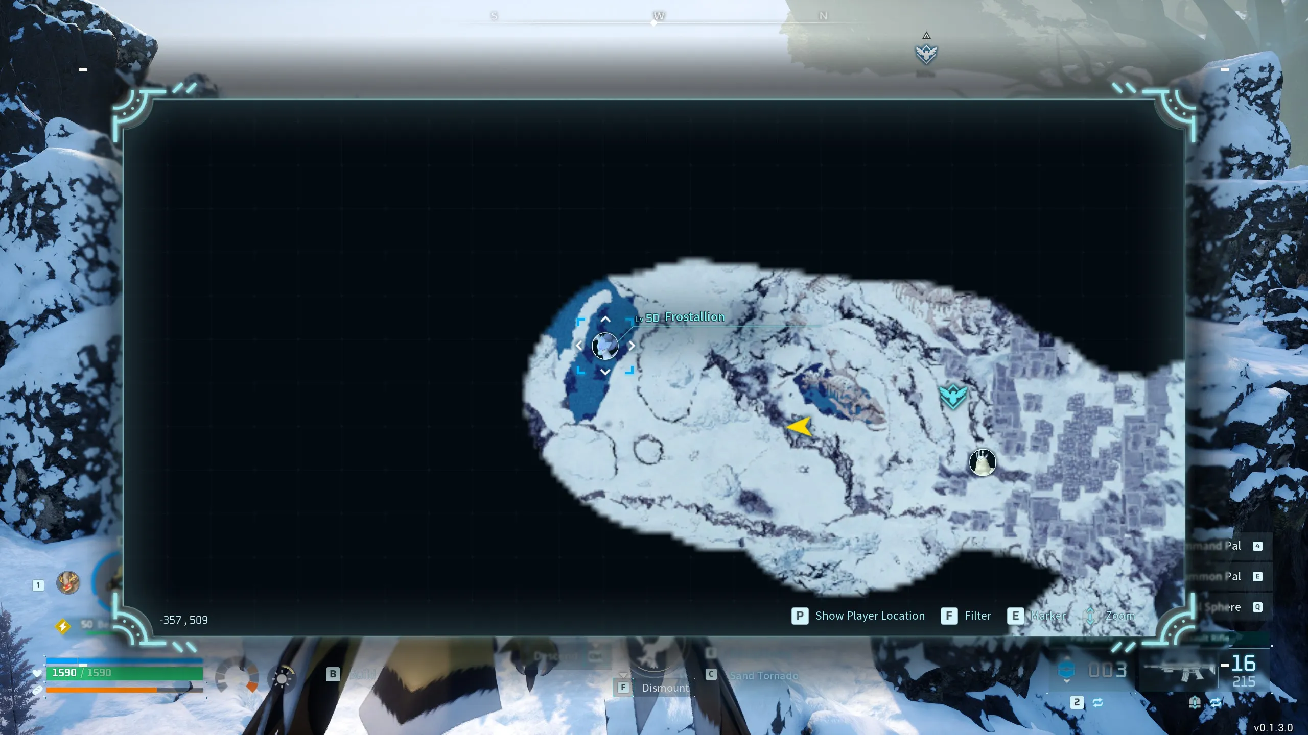 在Palworld地图上找到霜冰骏兽的位置