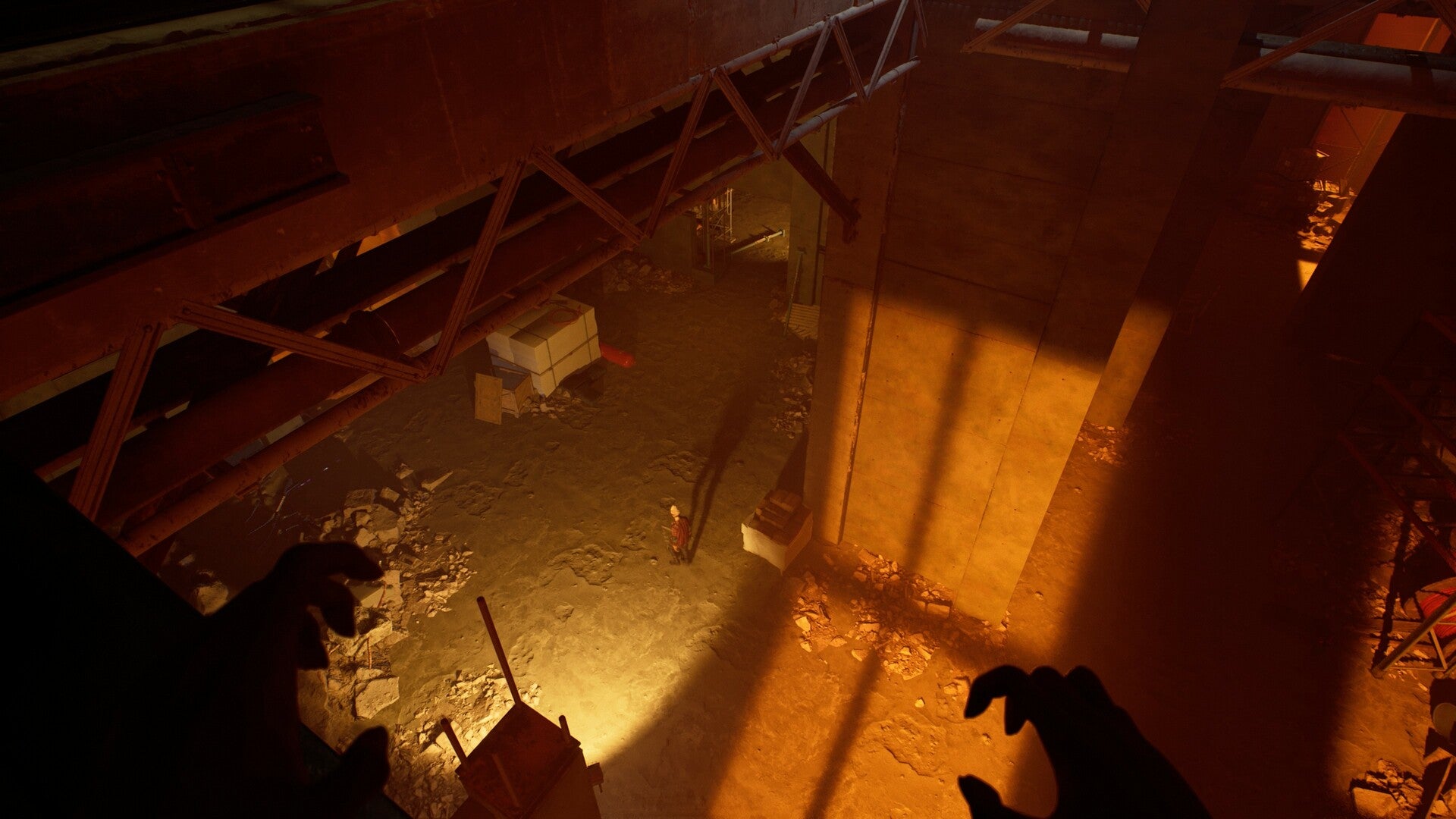 视角：你是一名吸血鬼站在一幢建筑的黑暗屋檐上，俯视着下面的孤独人影。猎物。