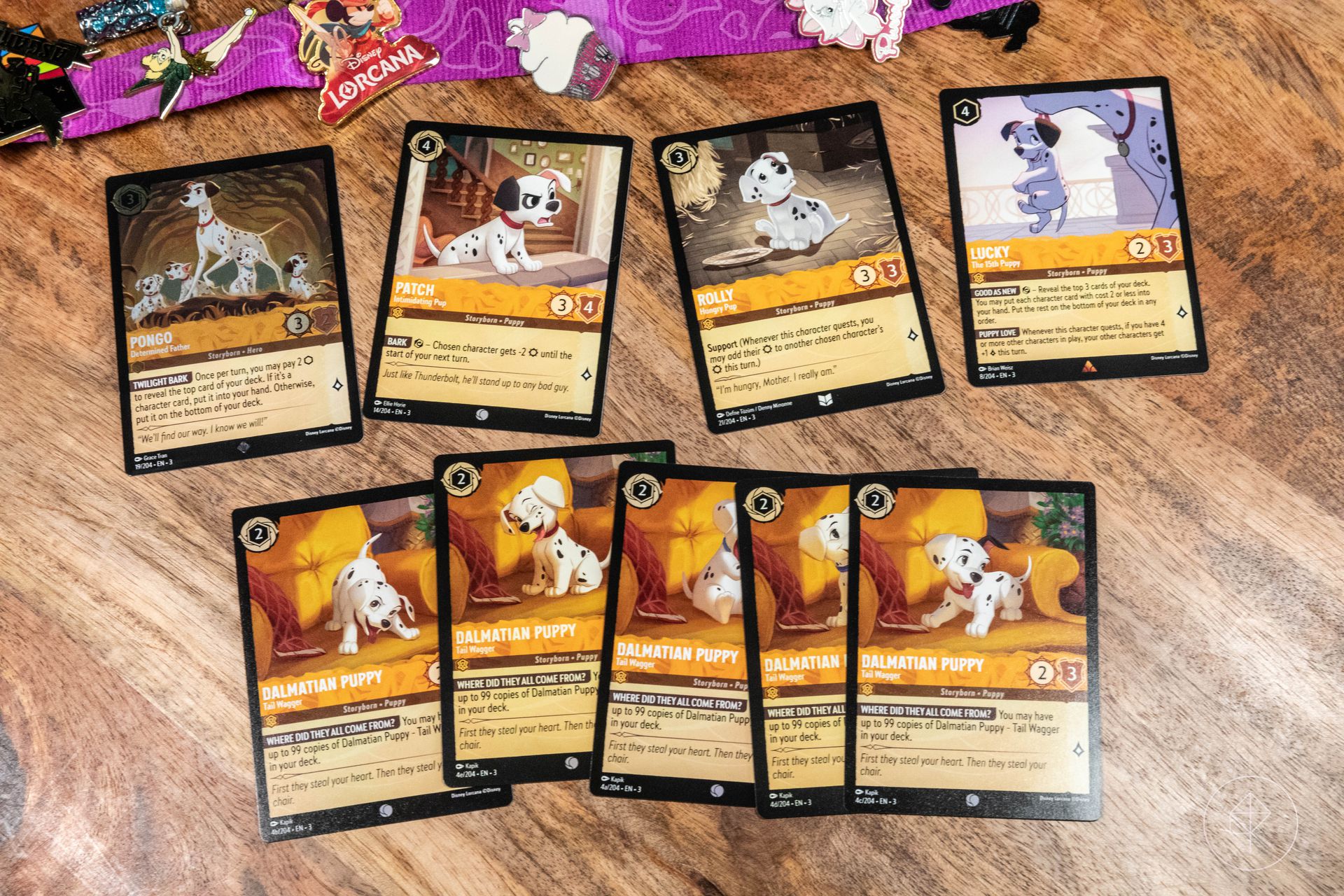 小狗儿满满的牌组详细信息包括Pongo、Patch、Rolly和Lucky，以及5只未命名的达尔马提亚斯犬。