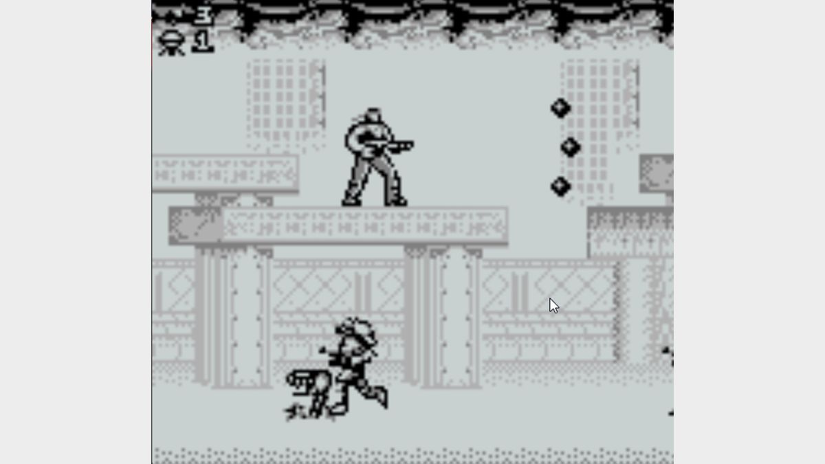 Captura de pantalla de Contra 3 Alien Wars en el Game Boy original