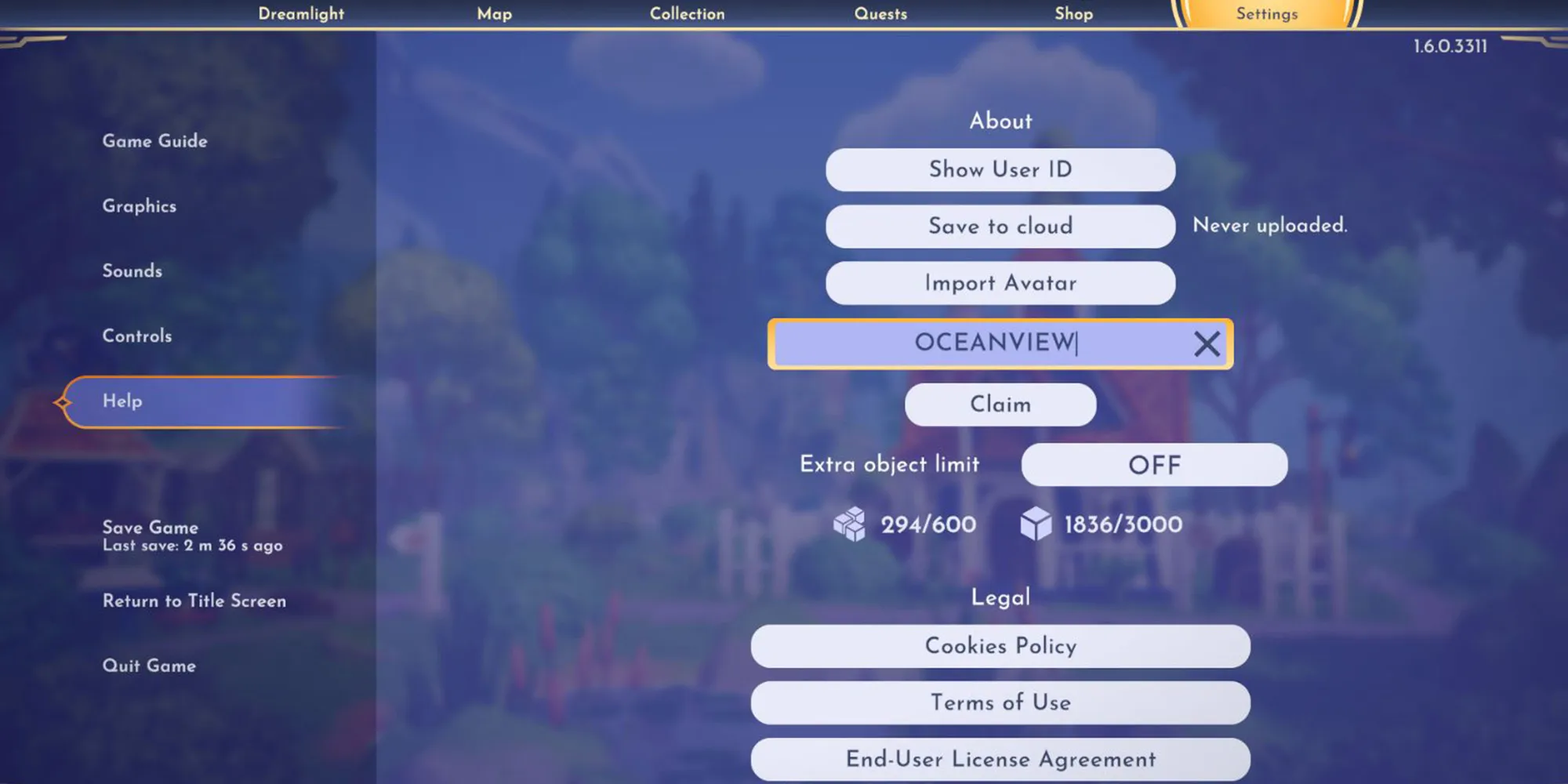 Экран использования кода в Disney Dreamlight Valley