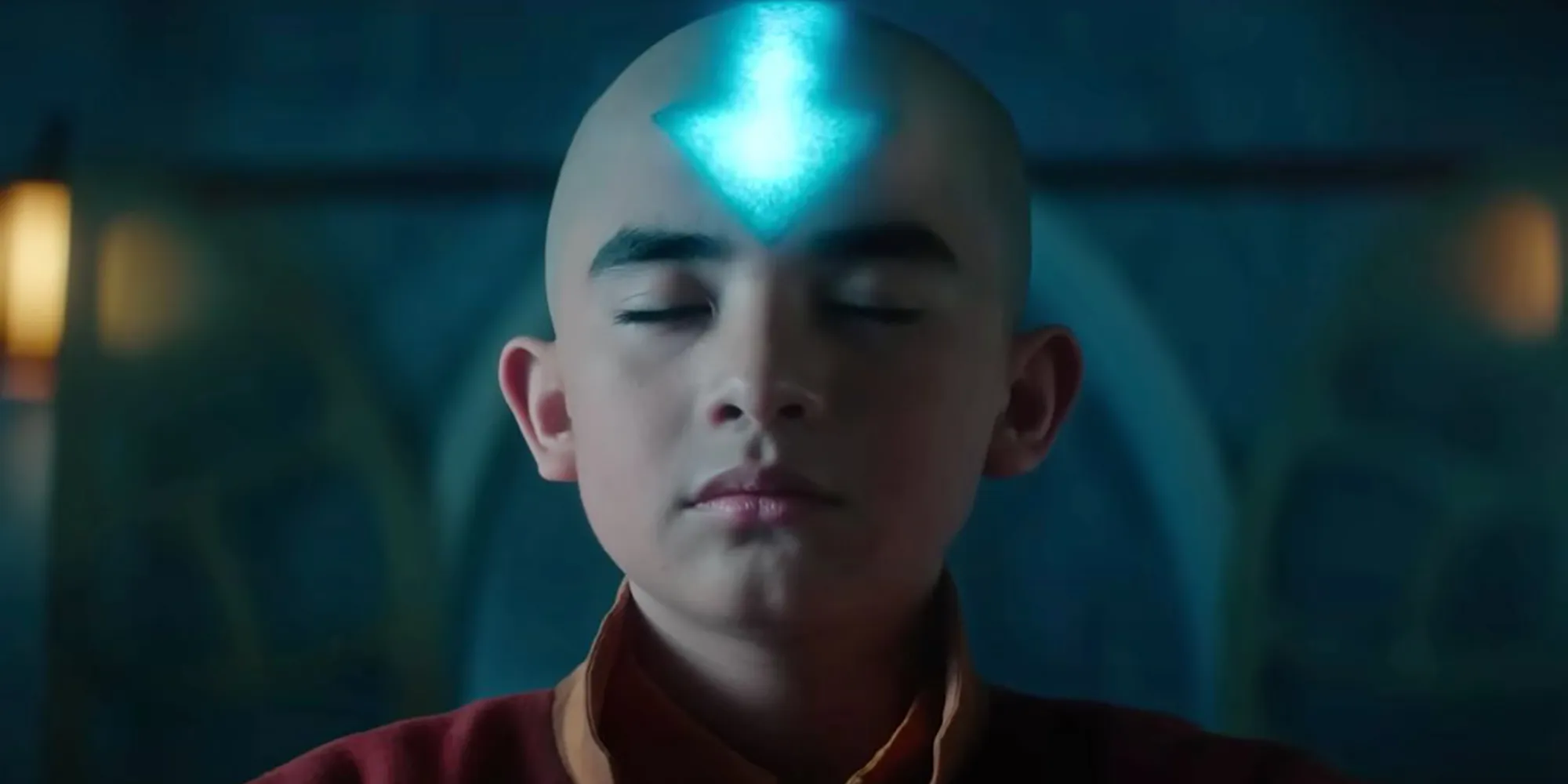 Aang entrando en el Estado Avatar