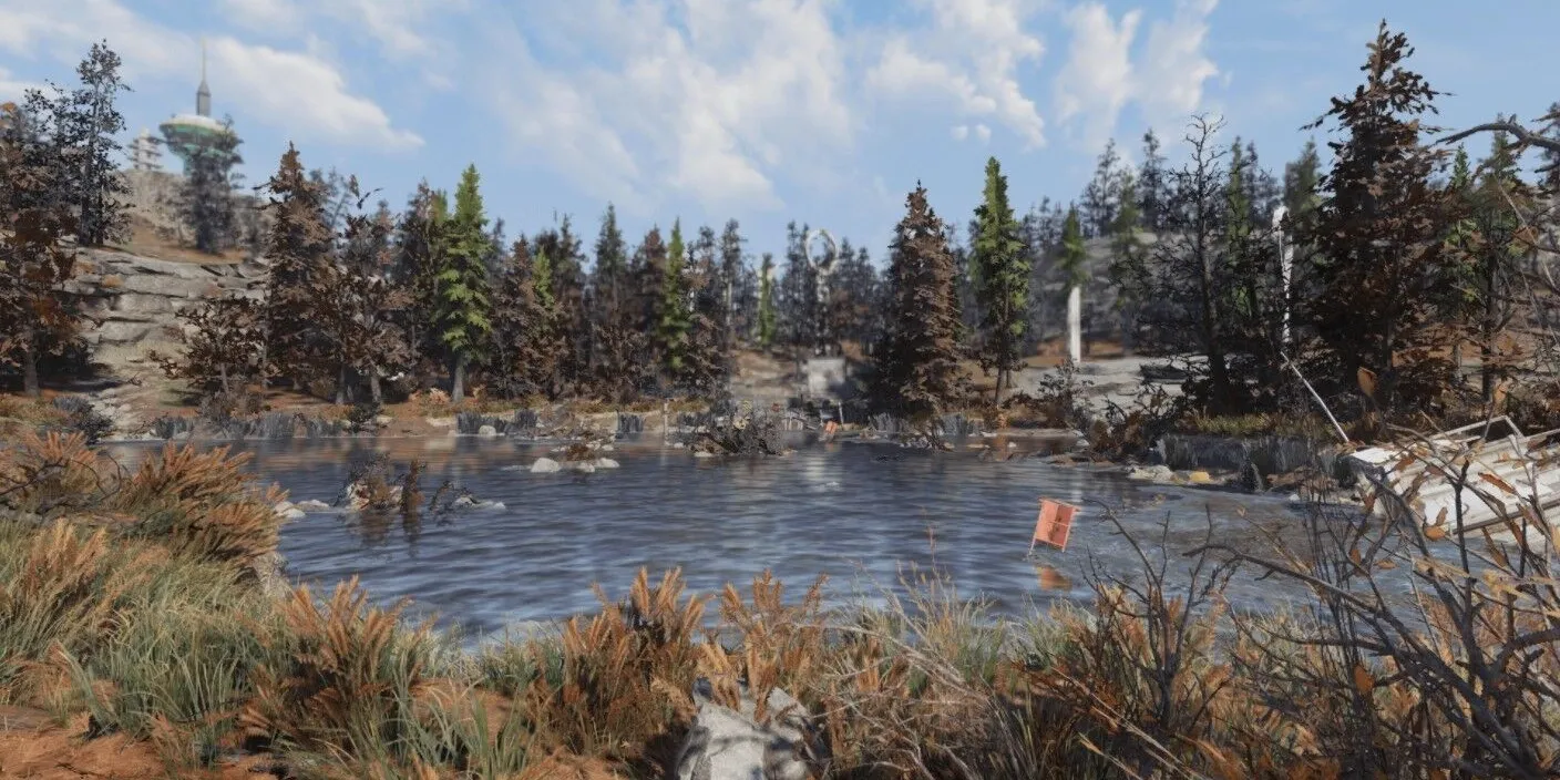Uma imagem do Lago na Montanha de Fallout 76