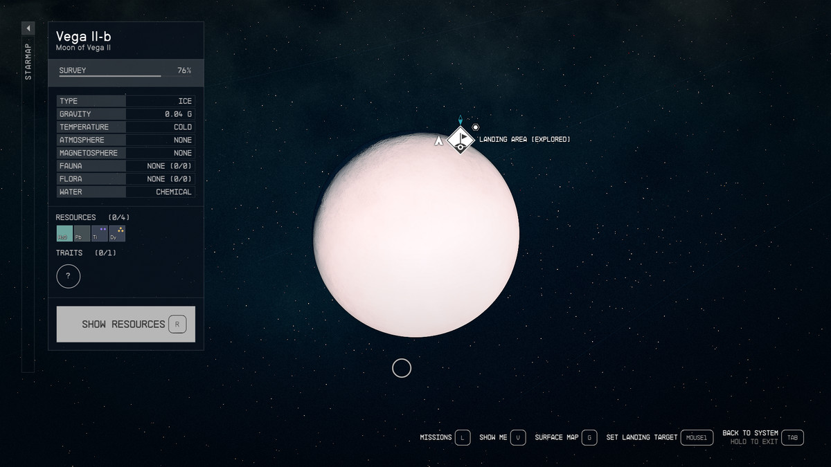 显示Vega II-b在星体中的轨道图