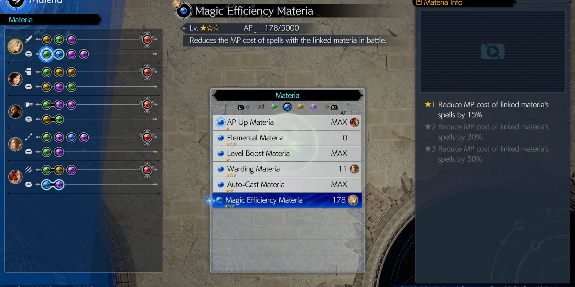 Magic Efficiency Materia in Final Fantasy 7 Rebirth
