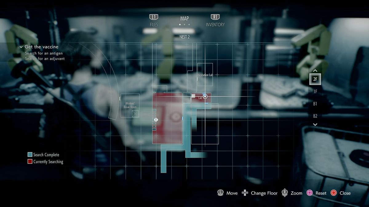 Ubicación del mapa de la muestra de antígeno de Resident Evil 3