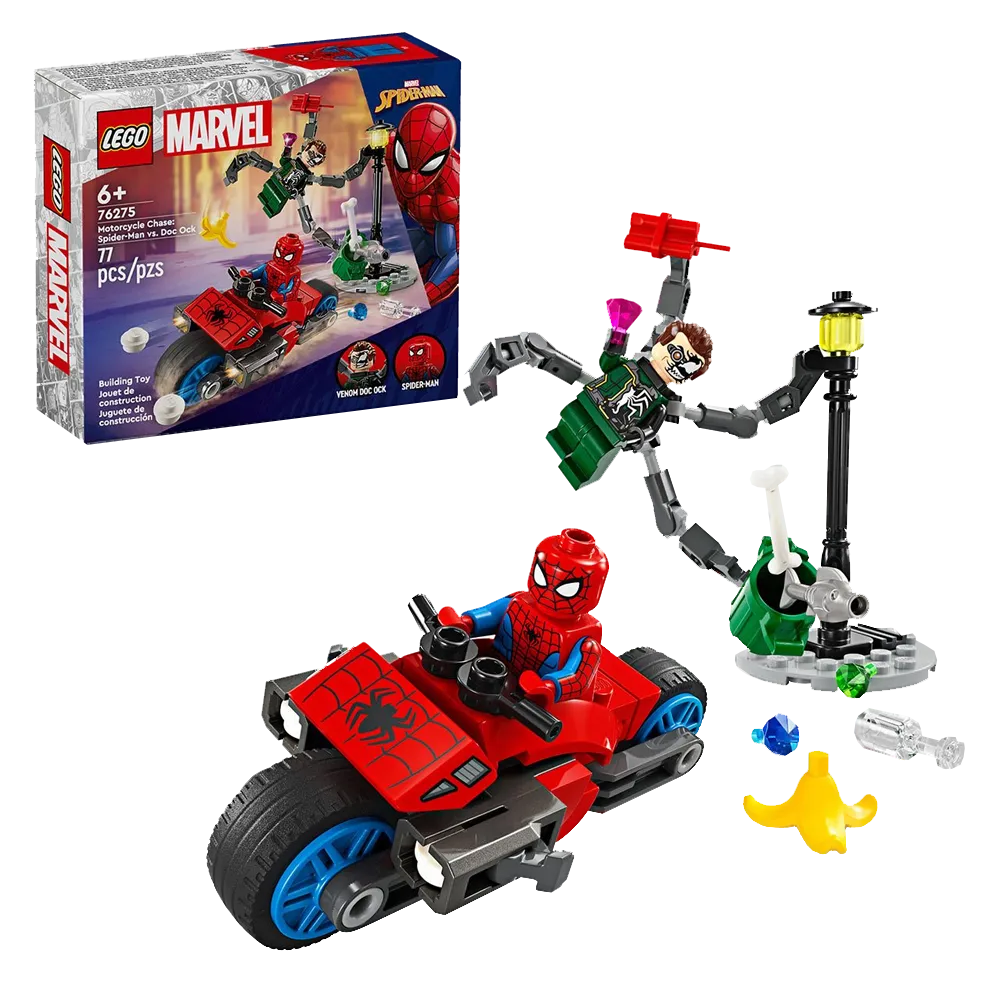 Набор Marvel LEGO Мотоцикл-погоня: Человек-паук против Док Окка на 2024 год