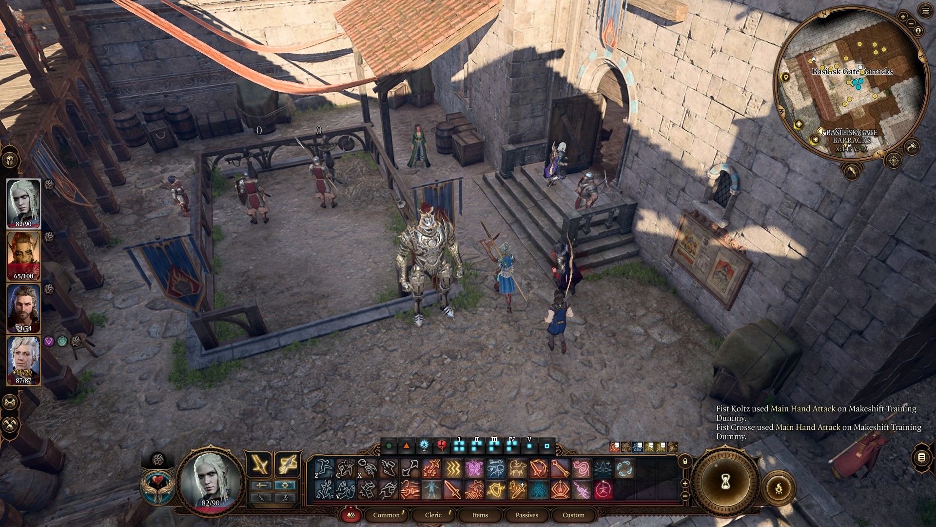 Le joueur se précipite dans les casernes de la Porte du Basilic du Quartier Général du Poing Flamboyant pour trouver Lora