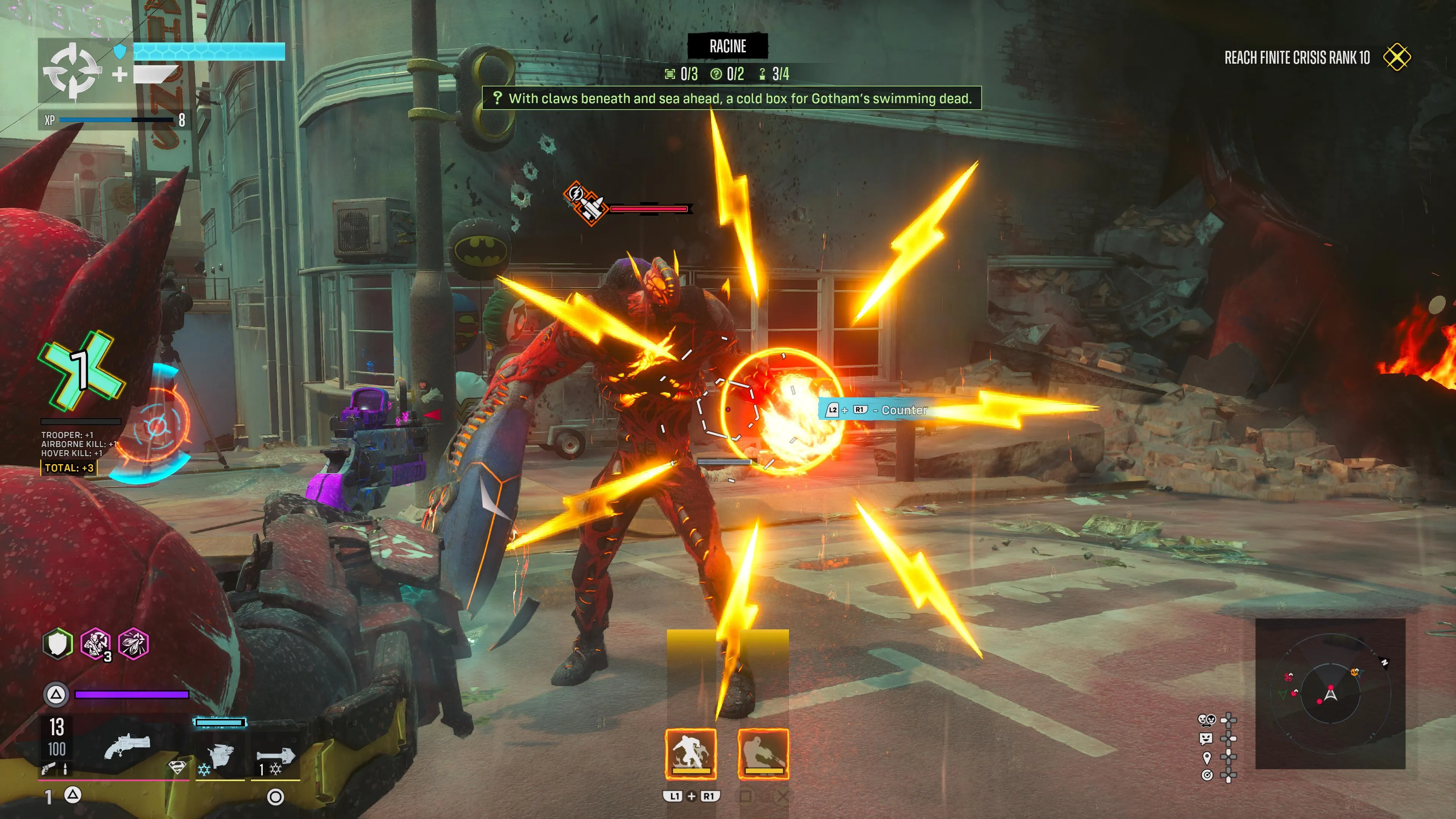Deadshot vise un ennemi avec une énorme icône de contre dans Suicide Squad : Kill the Justice League
