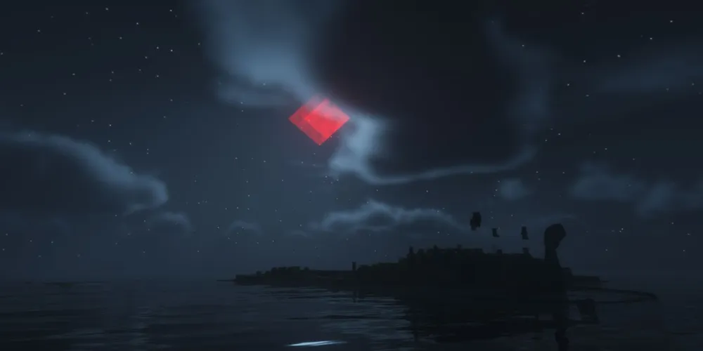 Minecraft Blood Moon in the sky