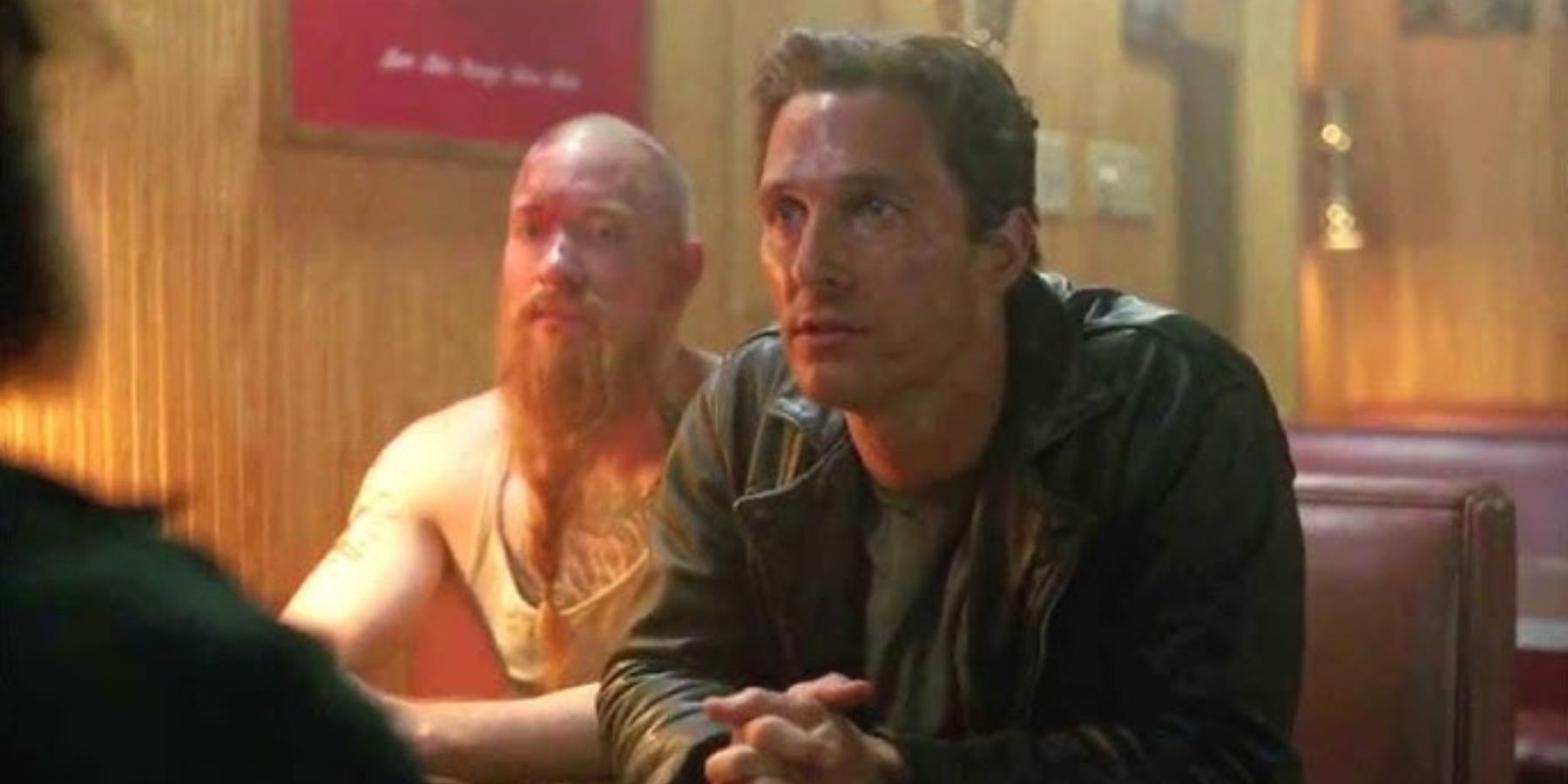 Ginger (Joseph Sikora) and Rust (Matthew McConaughey) in True Detective