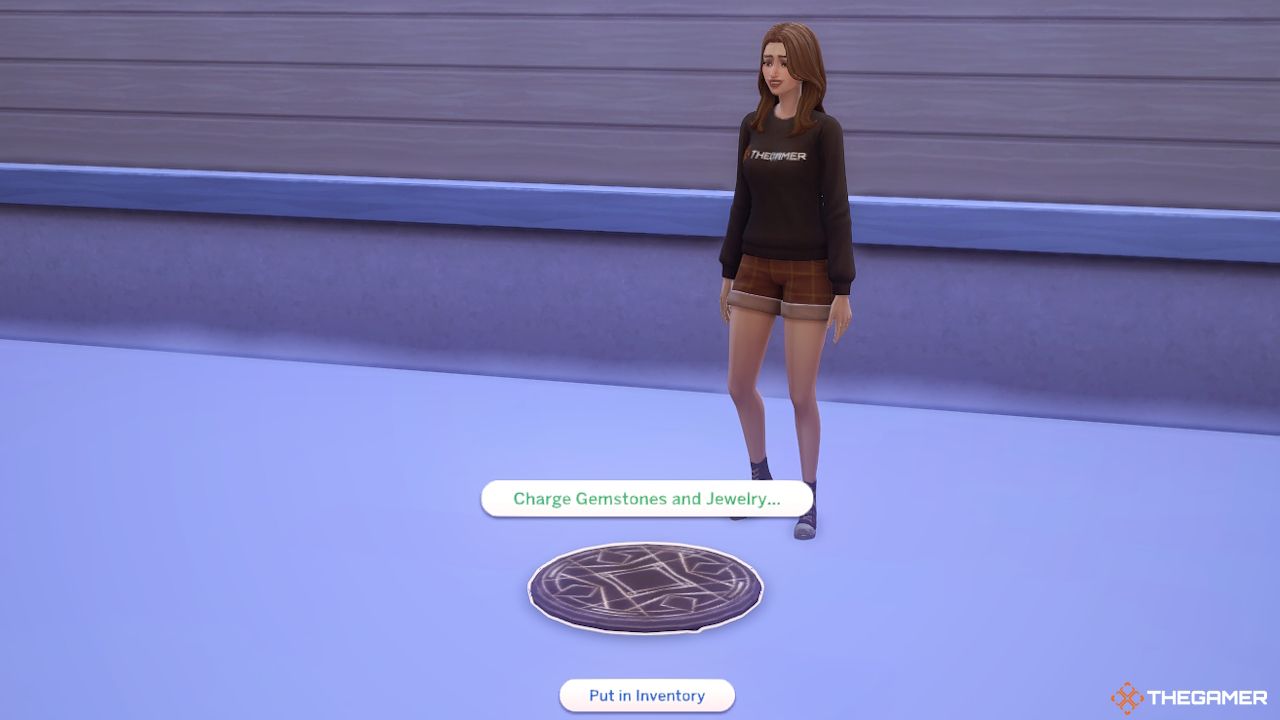 A Sim chooses to charge up jewelry and gemstones