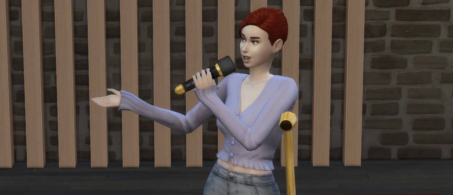 sim performing for crowd