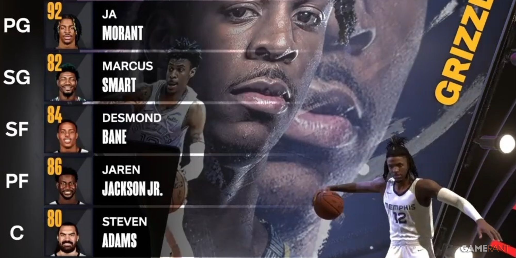 NBA 2K24 Memphis Grizzlies Pré-saison - Alignement de Départ