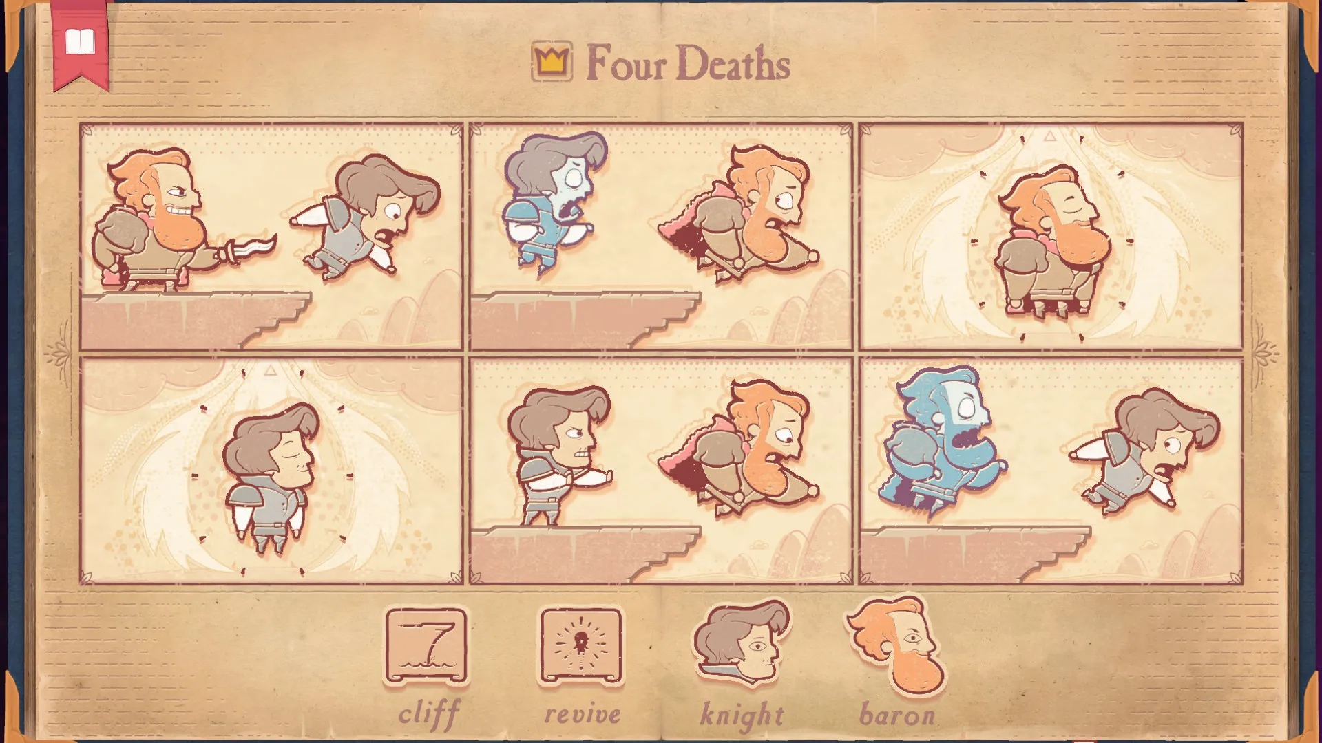 Storyteller中Rivals部分的解决方案，显示了四个死亡。