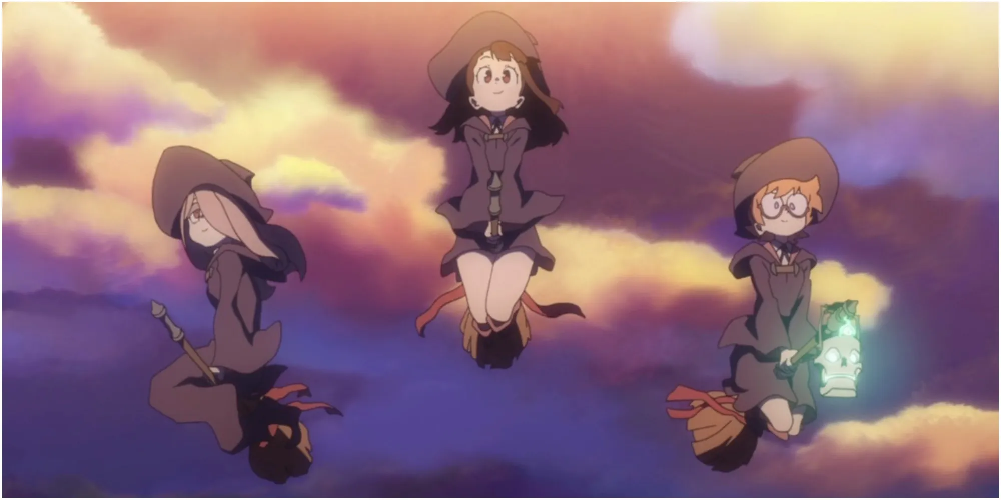 Image de Little Witch Academia Akko avec des amis qui volent