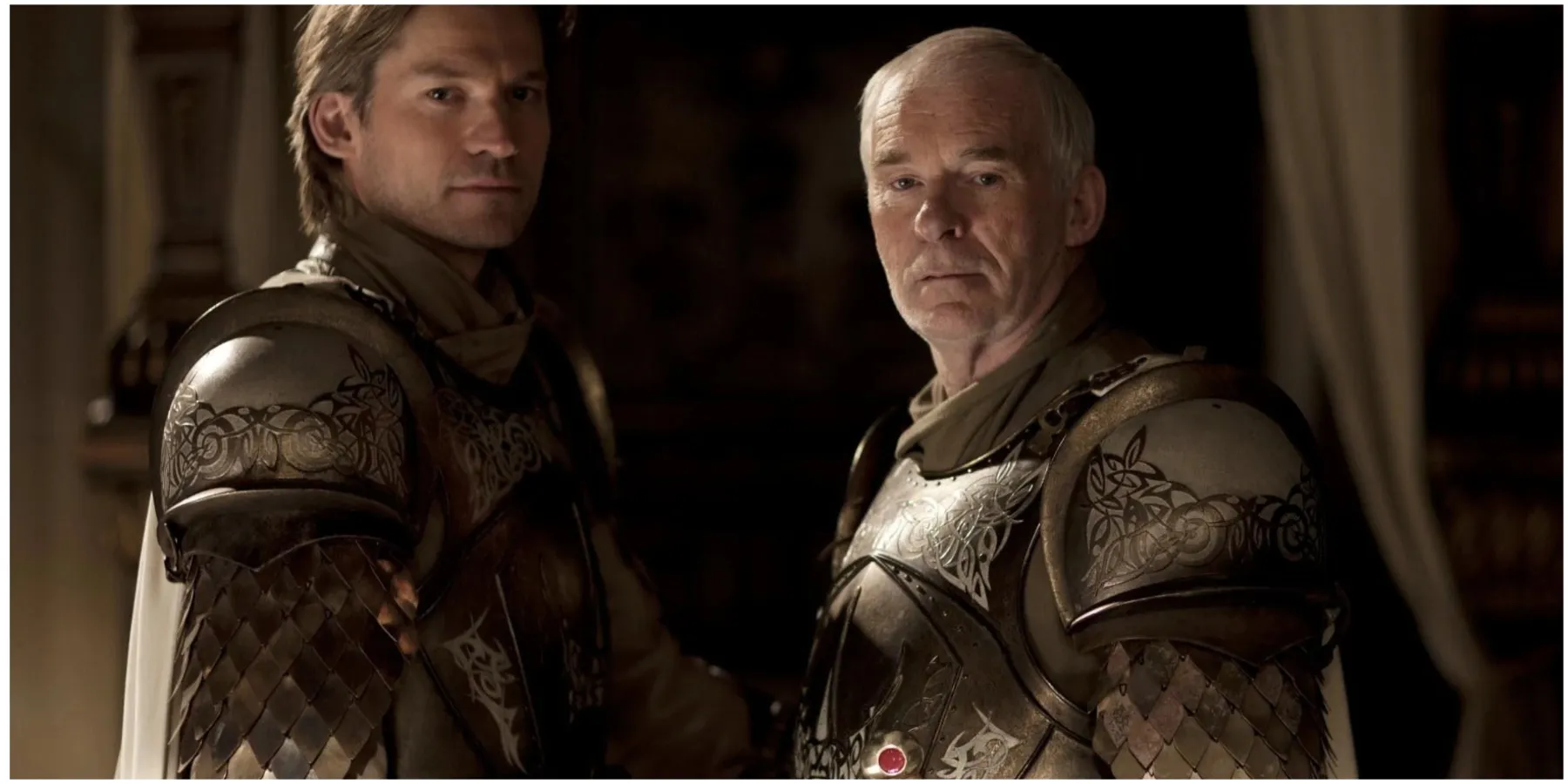 Ser Jaime Lannister et Ser Barristan Selmy dans Game of Thrones