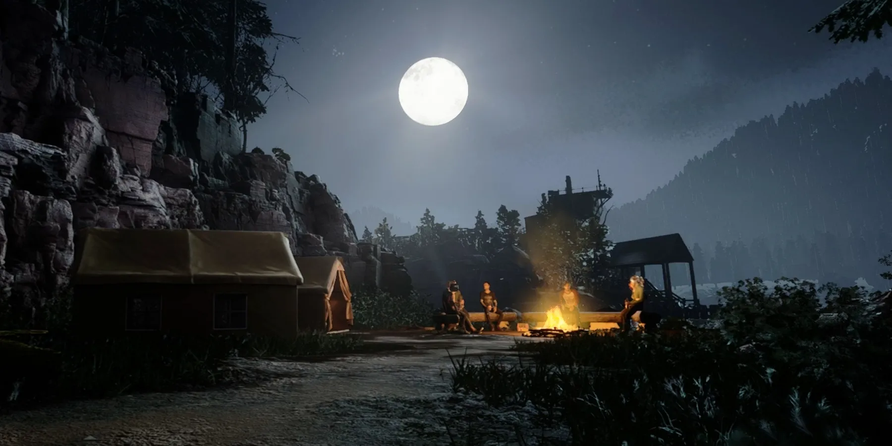 游戏《石矿》中角色在石矿中举办篝火派对的画面