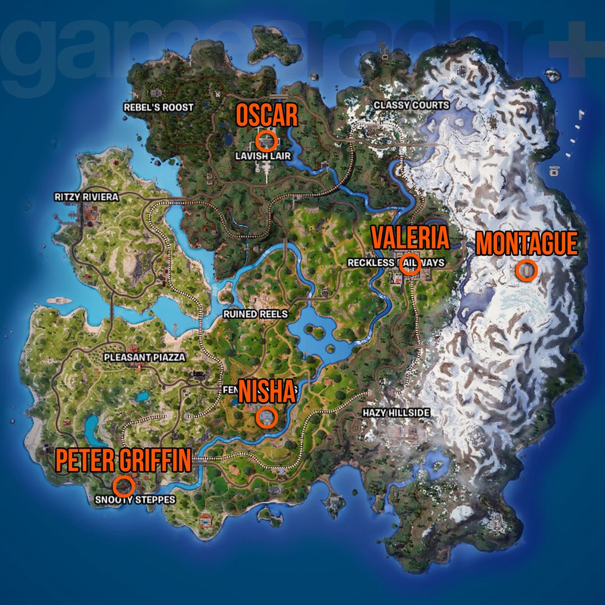 Местоположения врагов Legion Tactical и Heavy на карте Fortnite