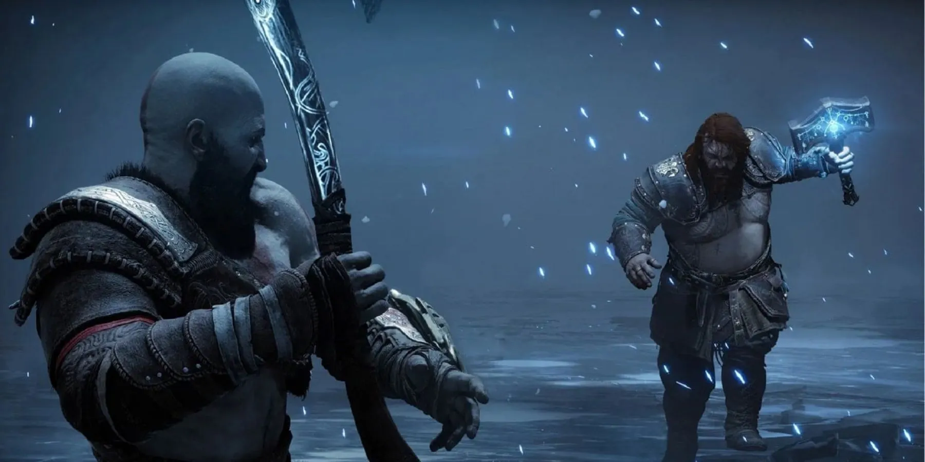 Kratos in procinto di combattere Thor