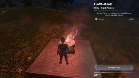 构建的任何Flame Altar都将有重置技能点的选项。
