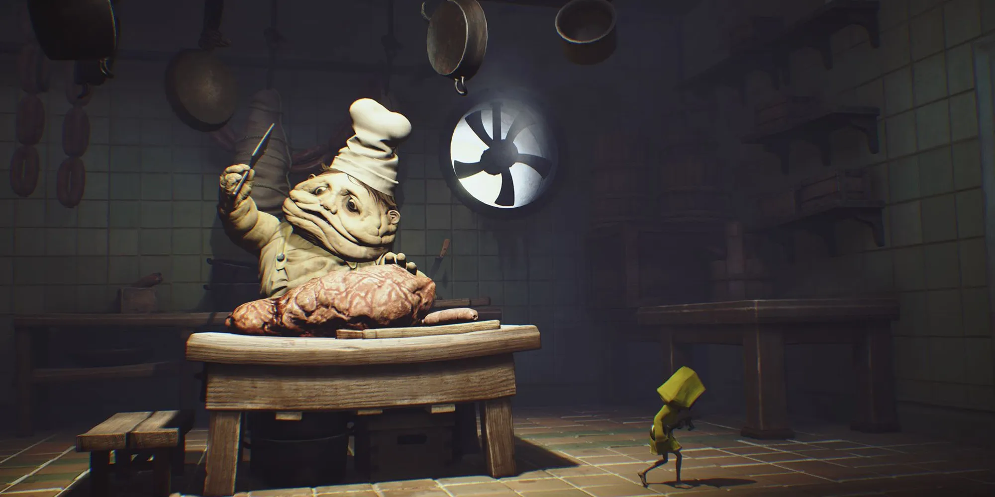 Six running past the chef in Little Nightmares