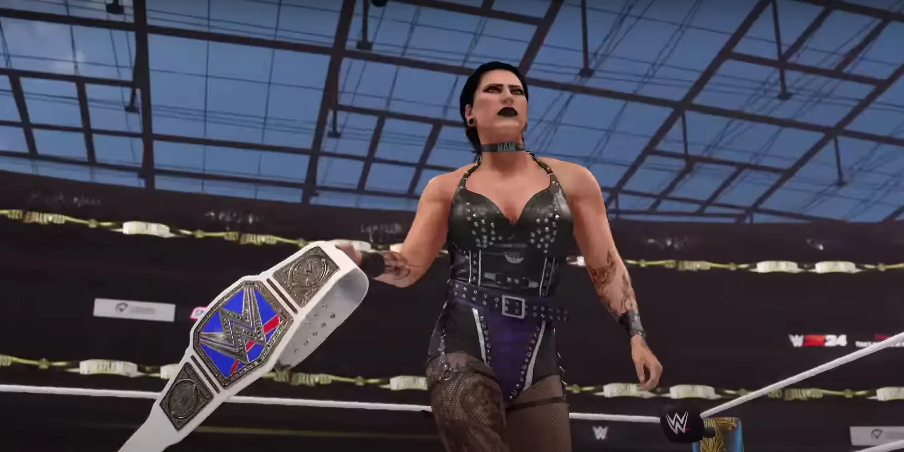 WWE 2K24 Rhea Ripley gana el cinturón de Smackdown