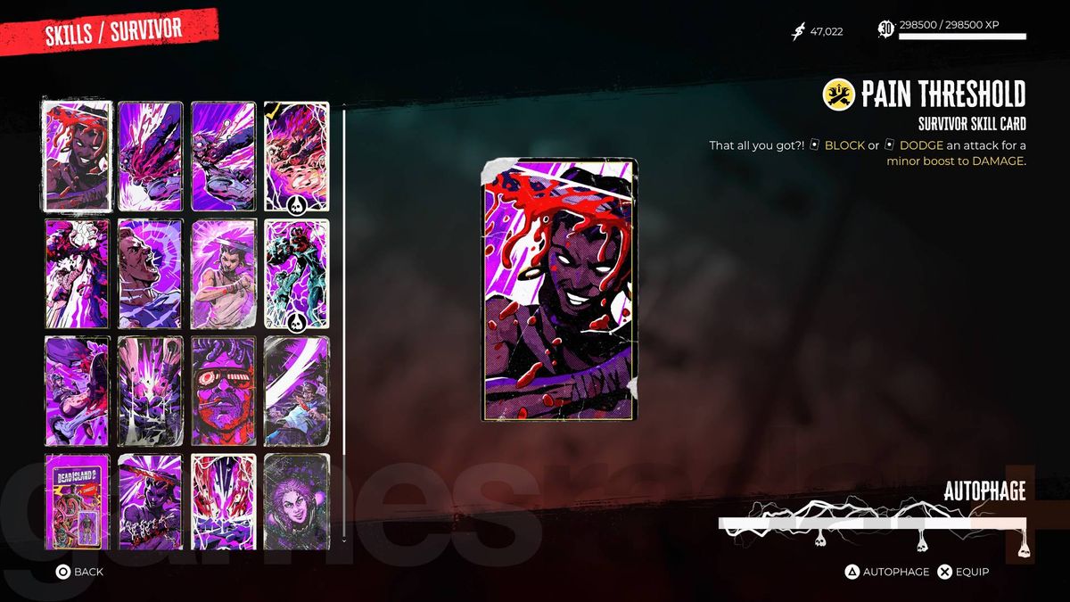 Cartas de habilidad para supervivientes de Dead Island 2