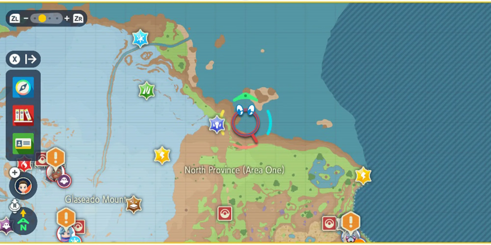 Capture d'écran de la zone une de la Province Nord dans Pokémon Scarlet & Violet