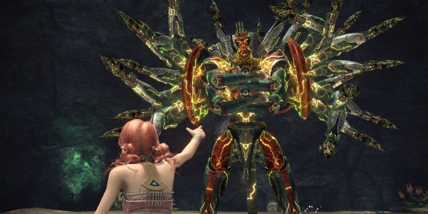 Vanille che indica Hecatoncheir in Final Fantasy 13